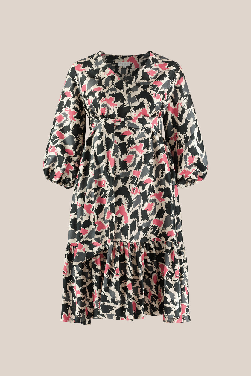 Art Print Silk Midi Dress