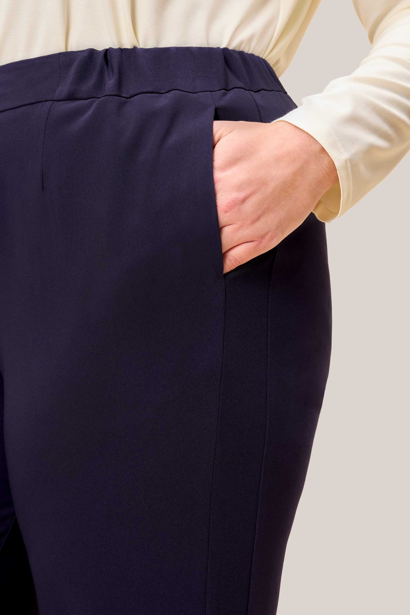 Close-up of pocket and fabric texture on Smart Navy Joggers