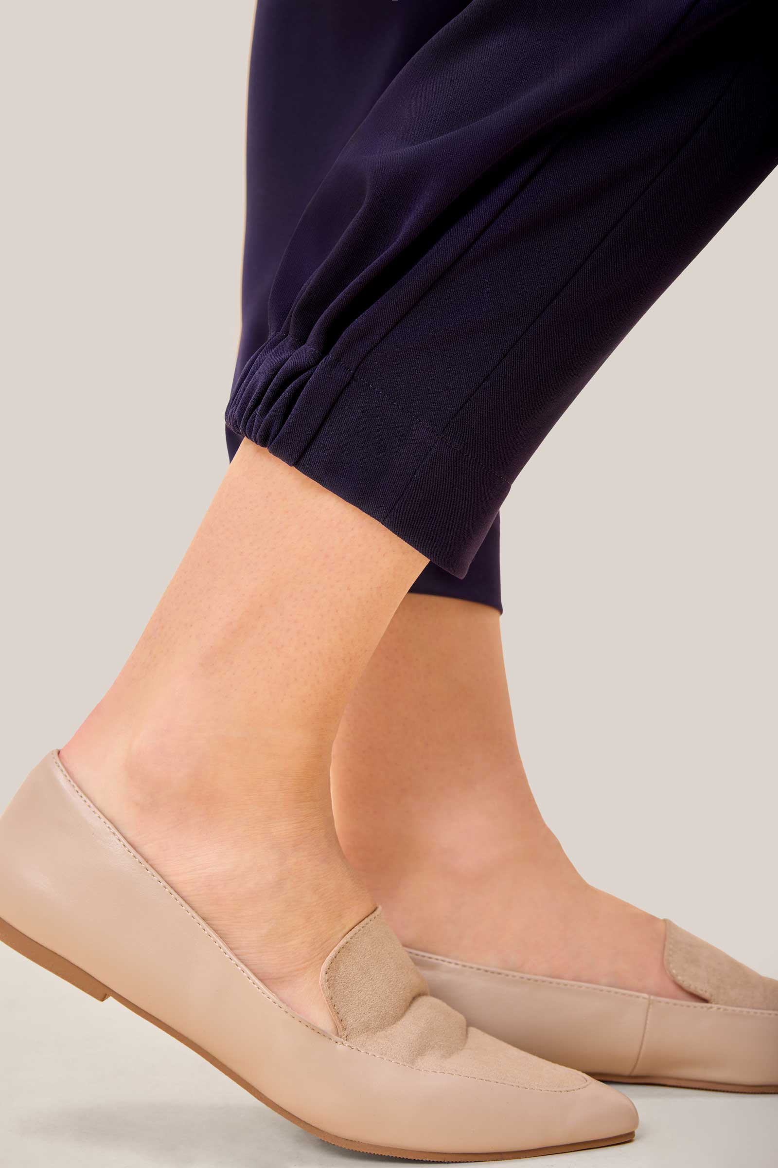 Smart Navy Joggers gathered hem detail