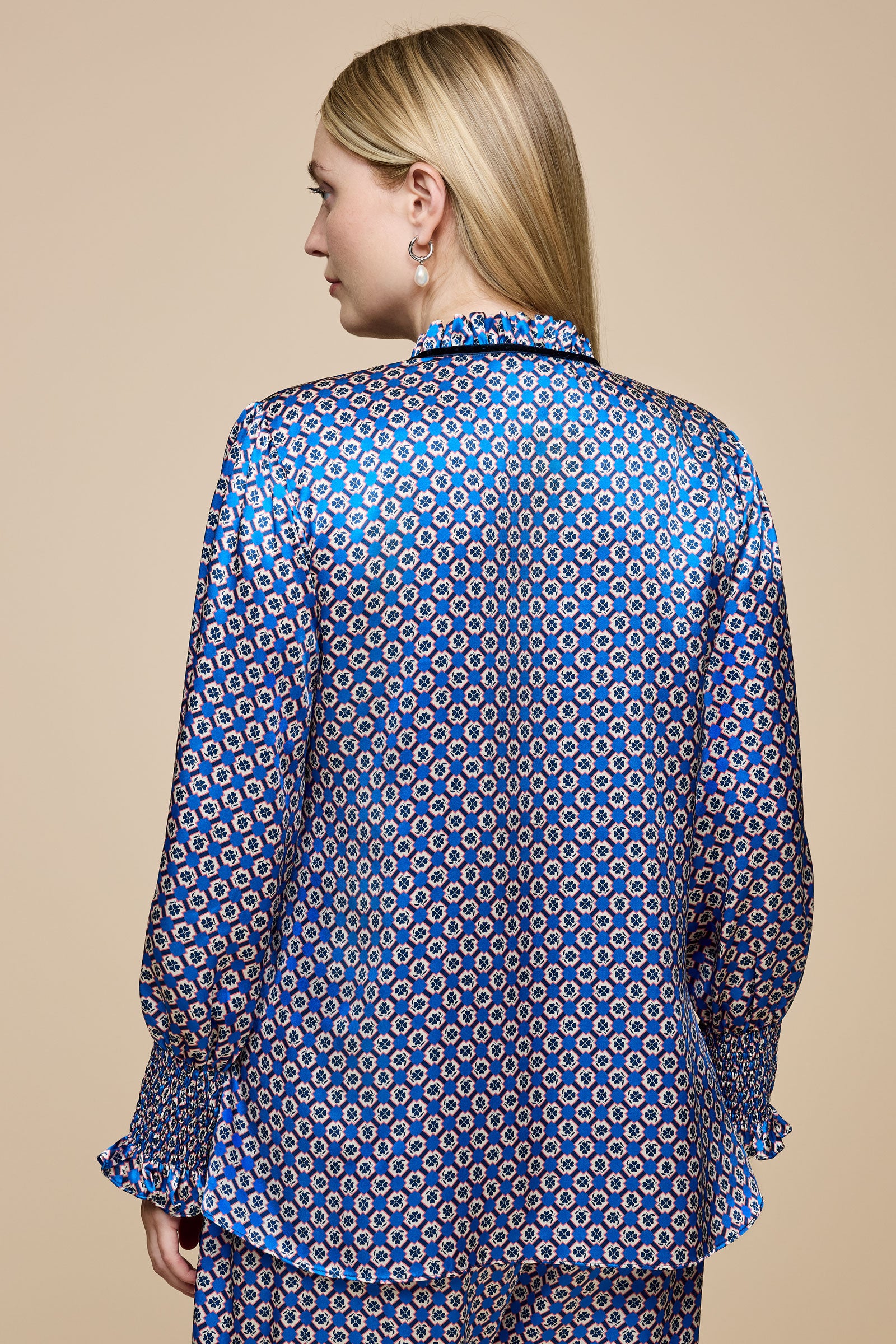 Blue Liberty Print Silk PLUS SIZE BLOUSE