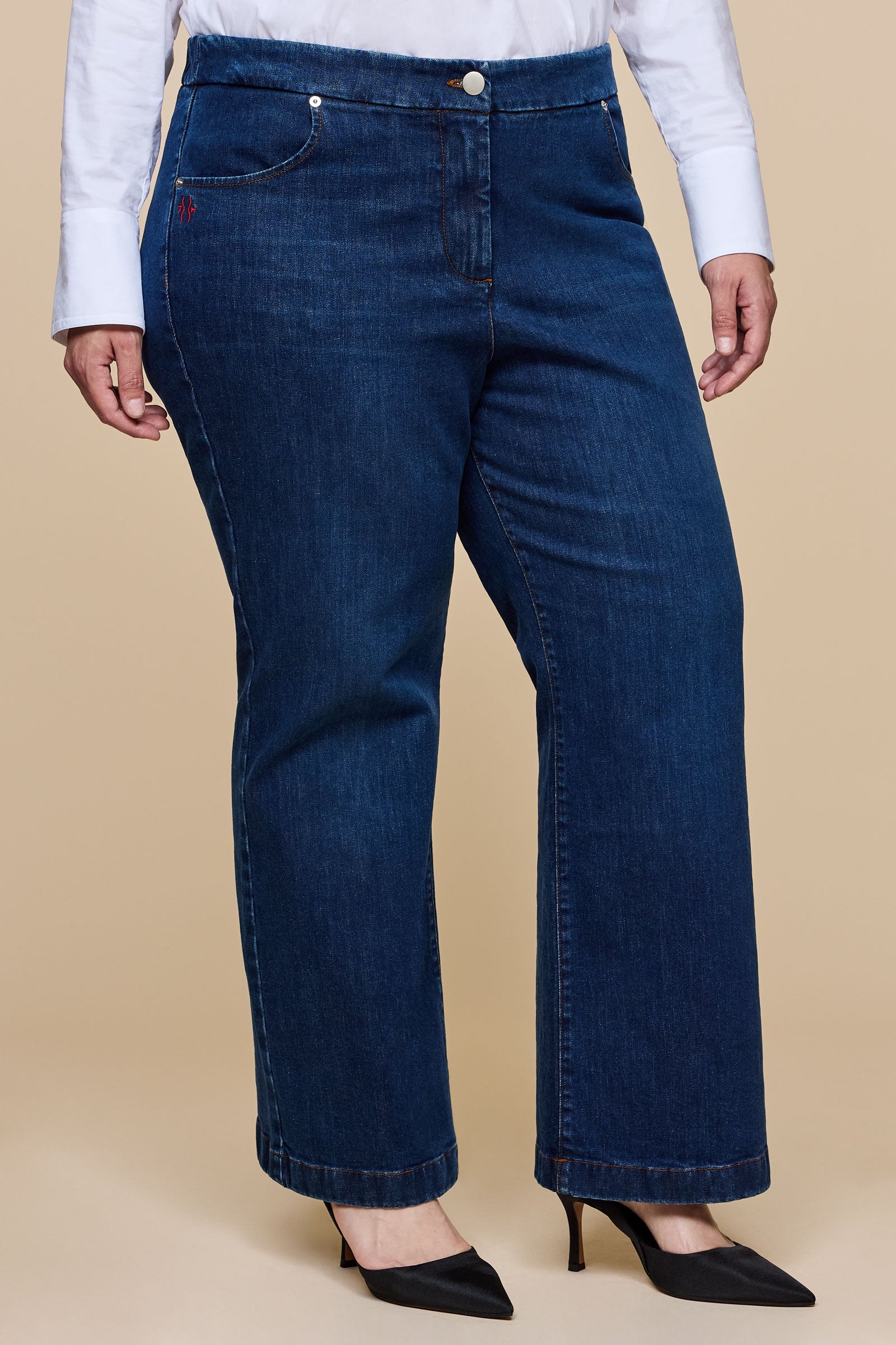 High Waisted Wide Leg Jeans – Dark Blue