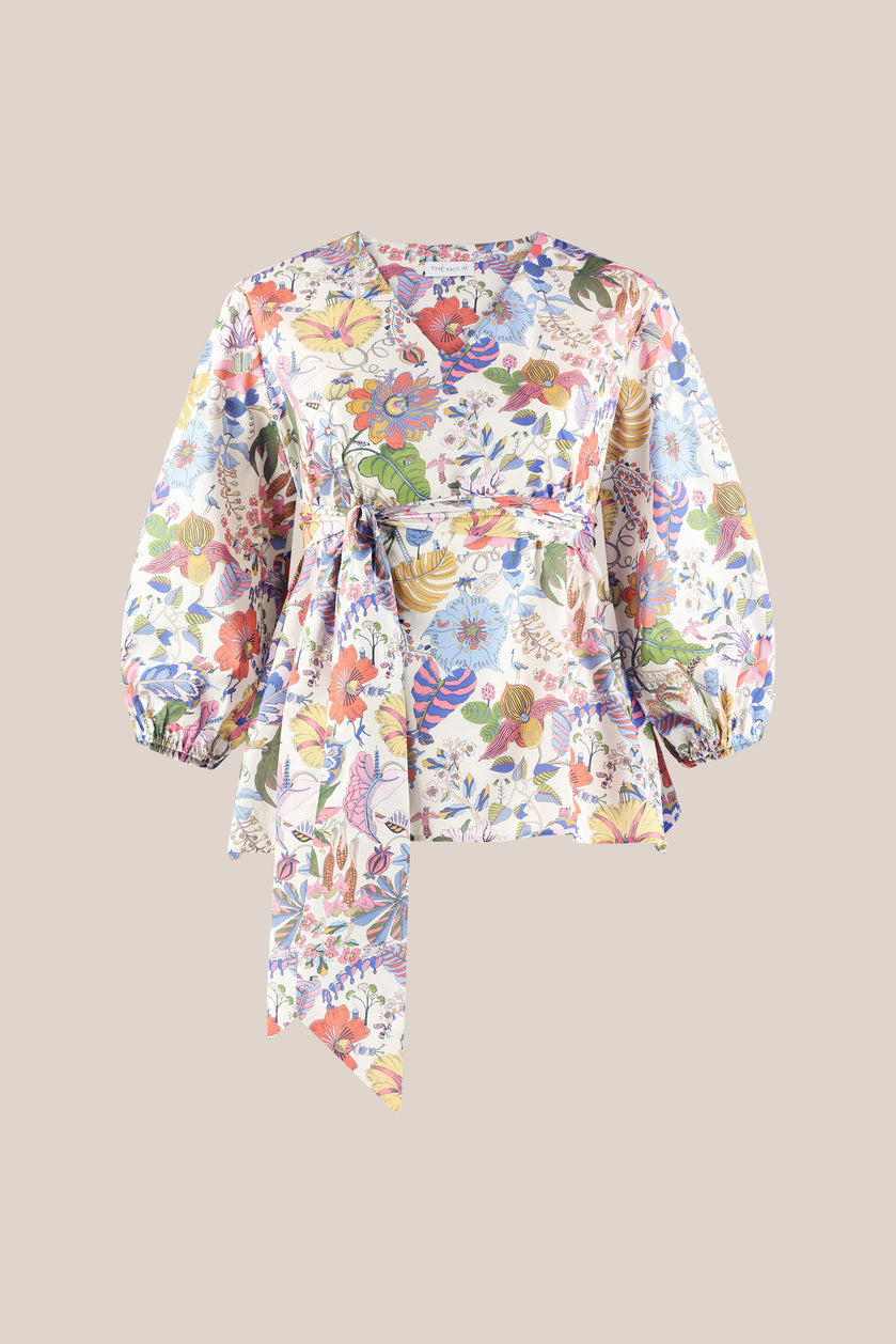 Fantasy Garden Print Cotton Blouse