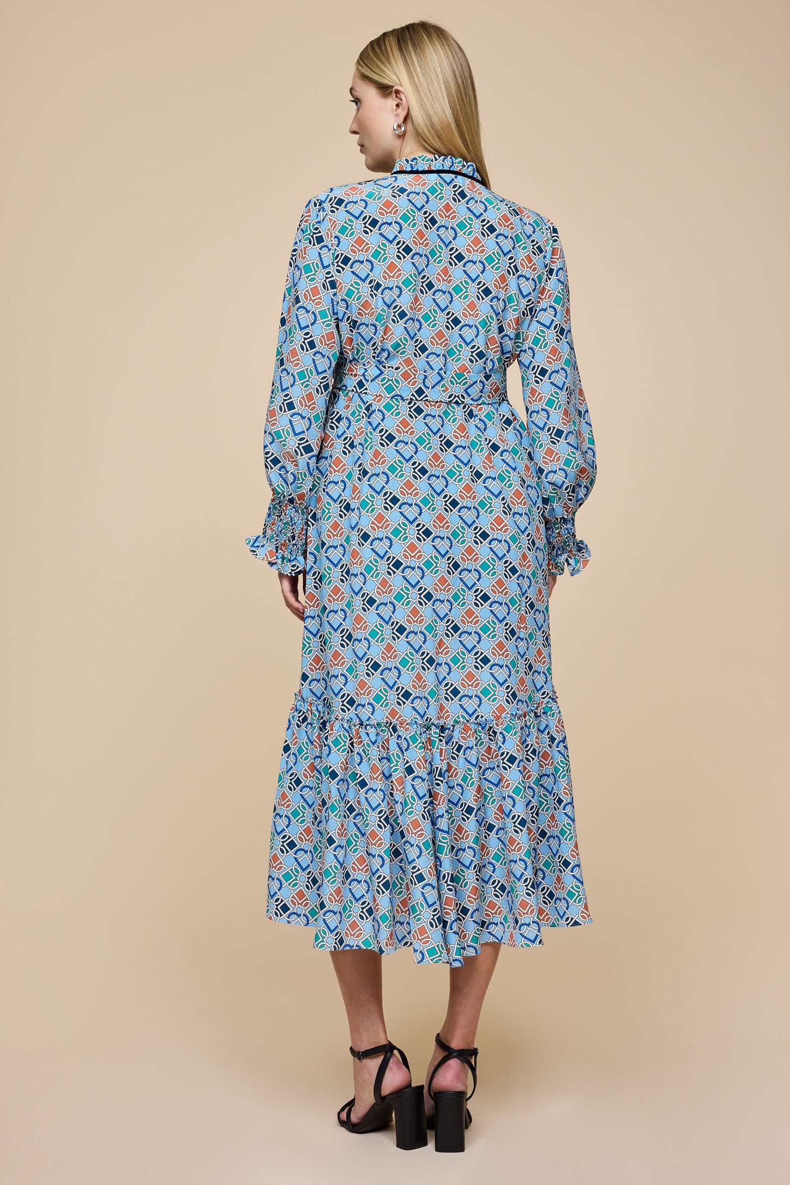 Forever Love Hearts Liberty Silk Midi Dress THE HOUR Plus-size belted back