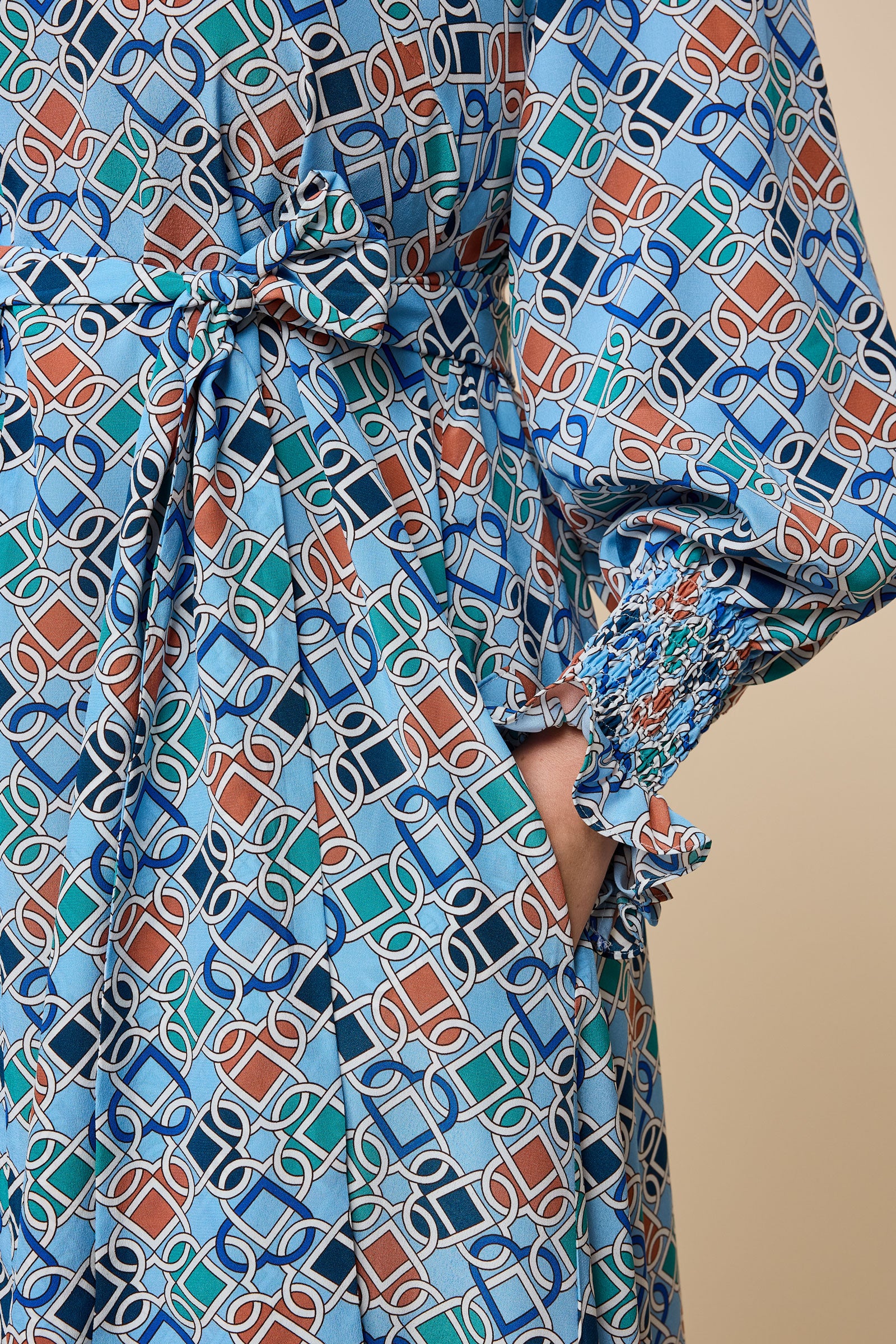Forever Love Hearts Liberty Silk Midi Dress THE HOUR Plus-size Shirred cuffs and a side pocket