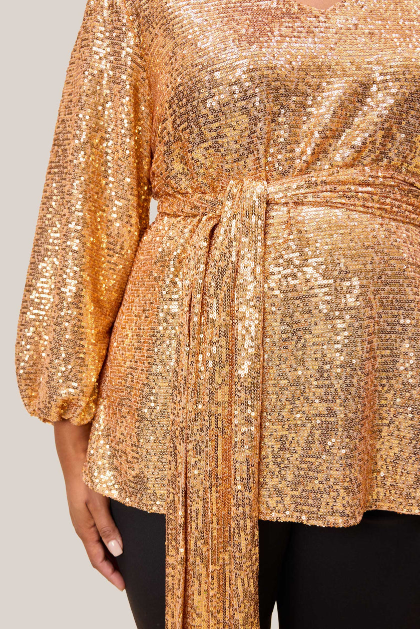 Gold Sequined Party Blouse