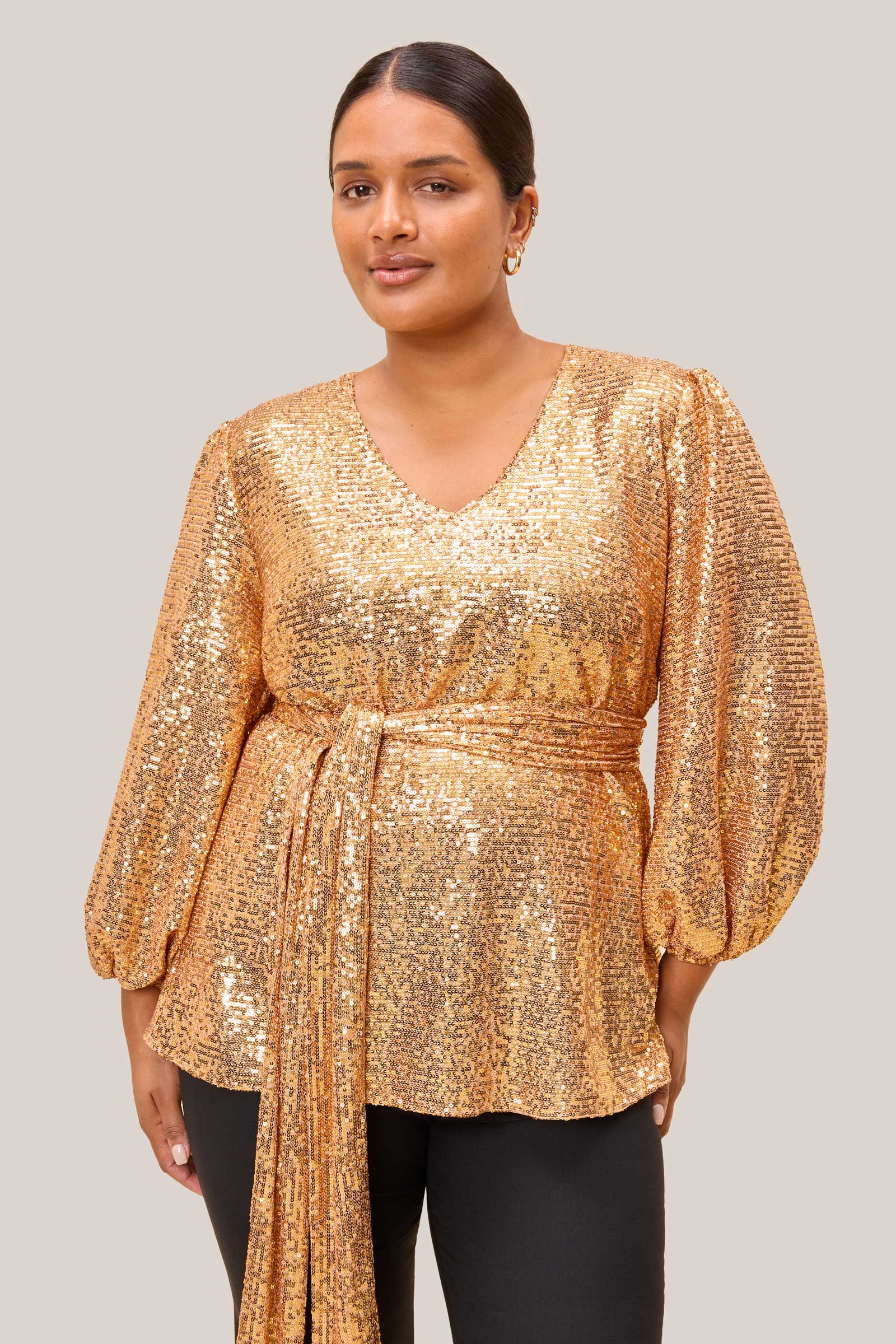 Gold Sequined Party Blouse