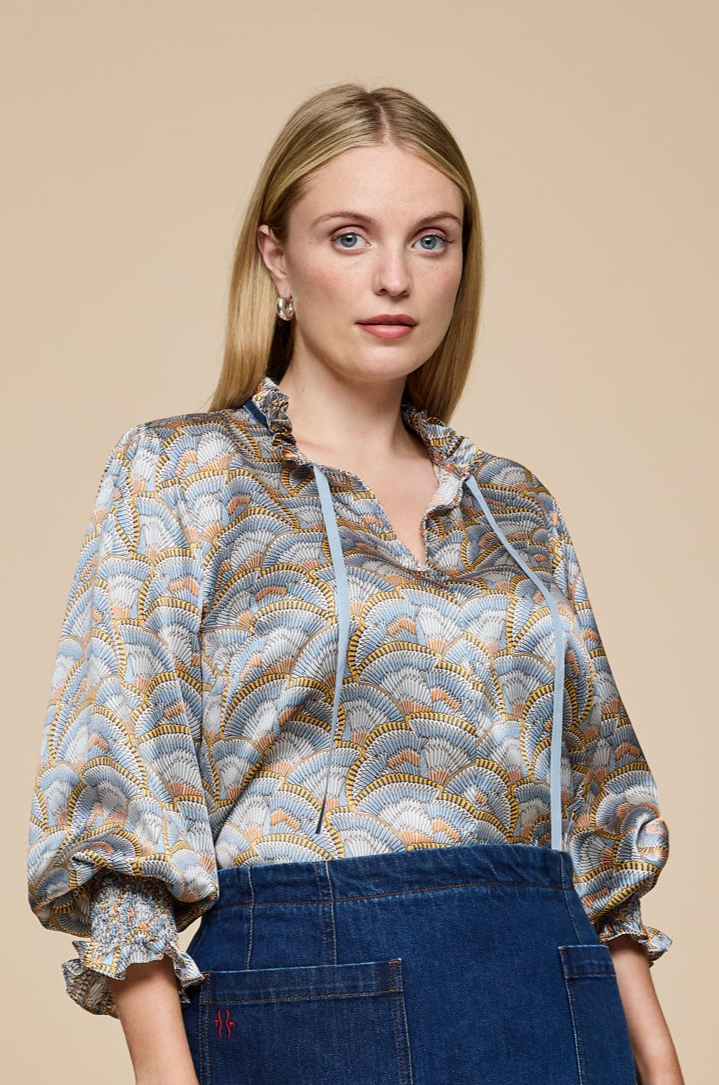 Icarus Wing Print Silk Blouse