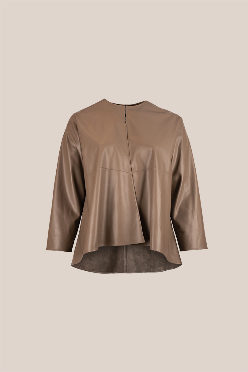Leather 2-in-1 Mocha Plus Size Jacket |THE HOUR
