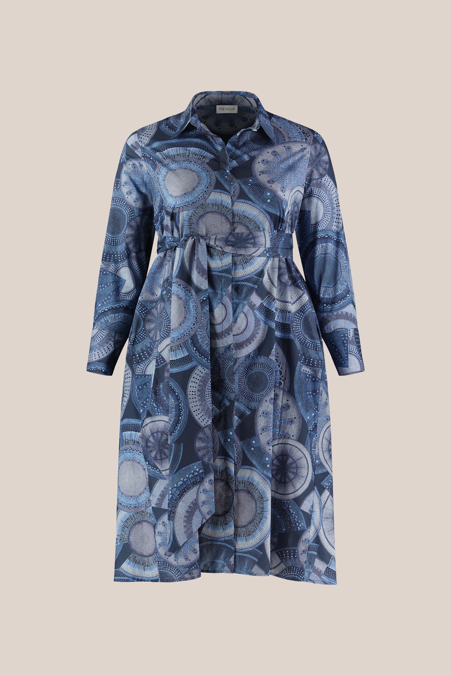 Navy Microscopic Flora Cotton Shirt Dress