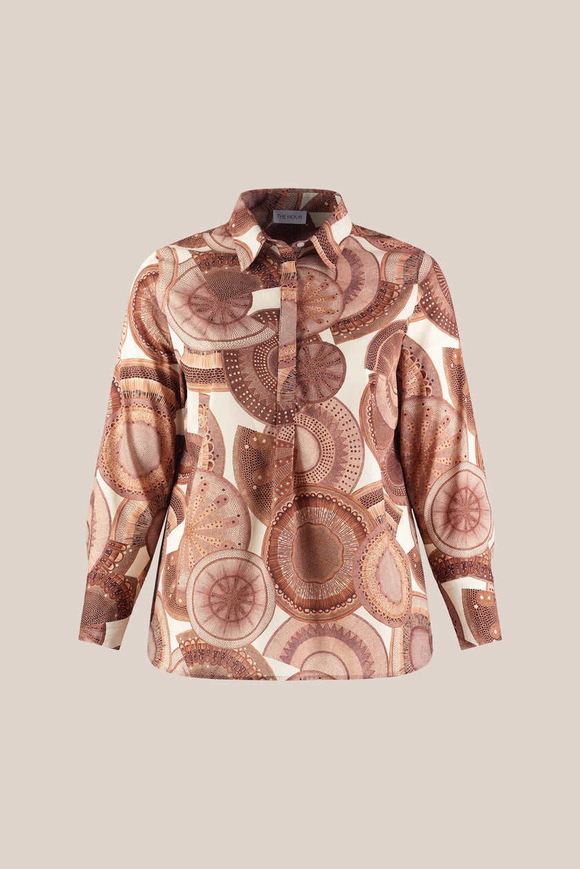 Cream Brown Cotton Pus-size Shirt by The Hour