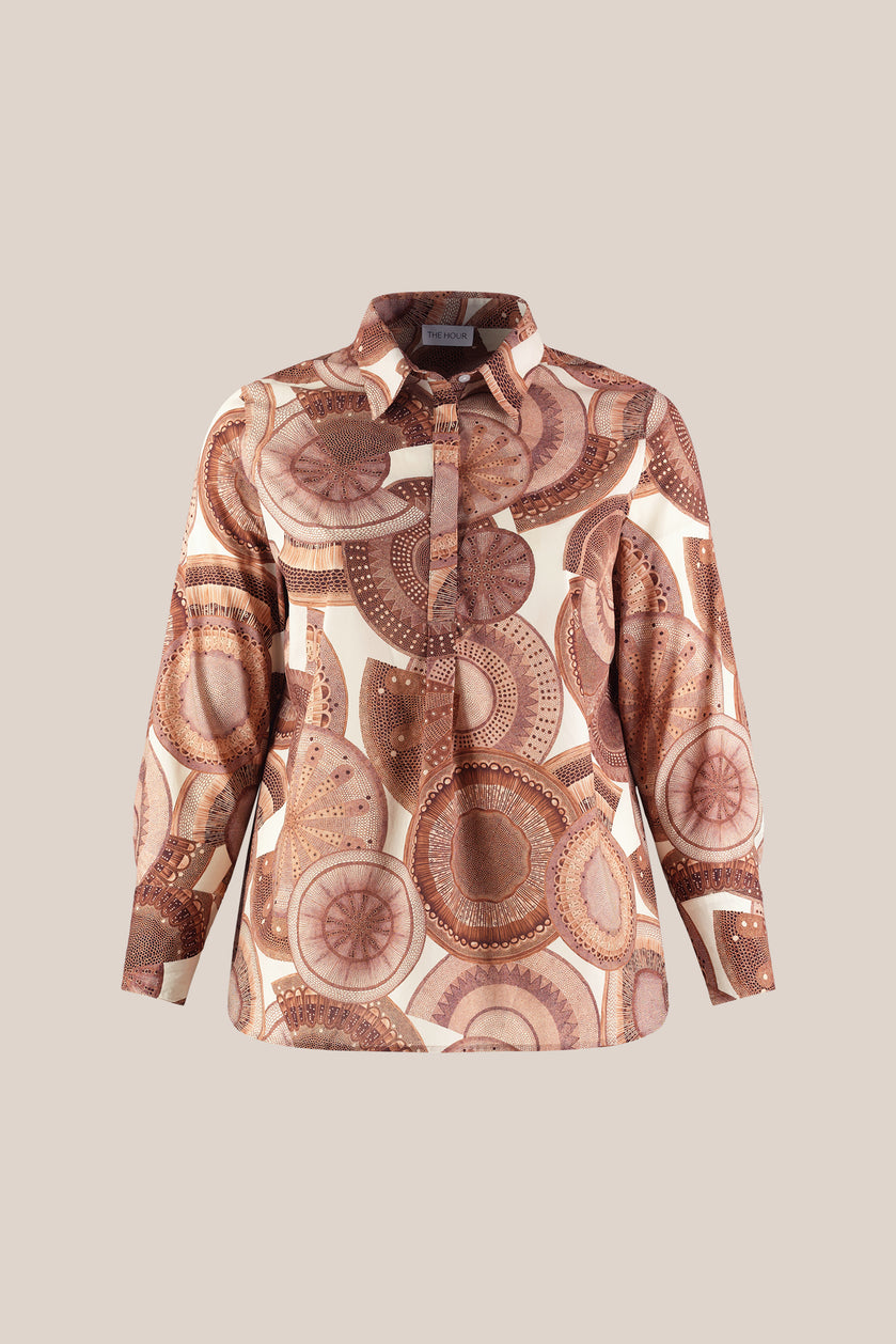 Brown Microscopic Flora Cotton Shirt