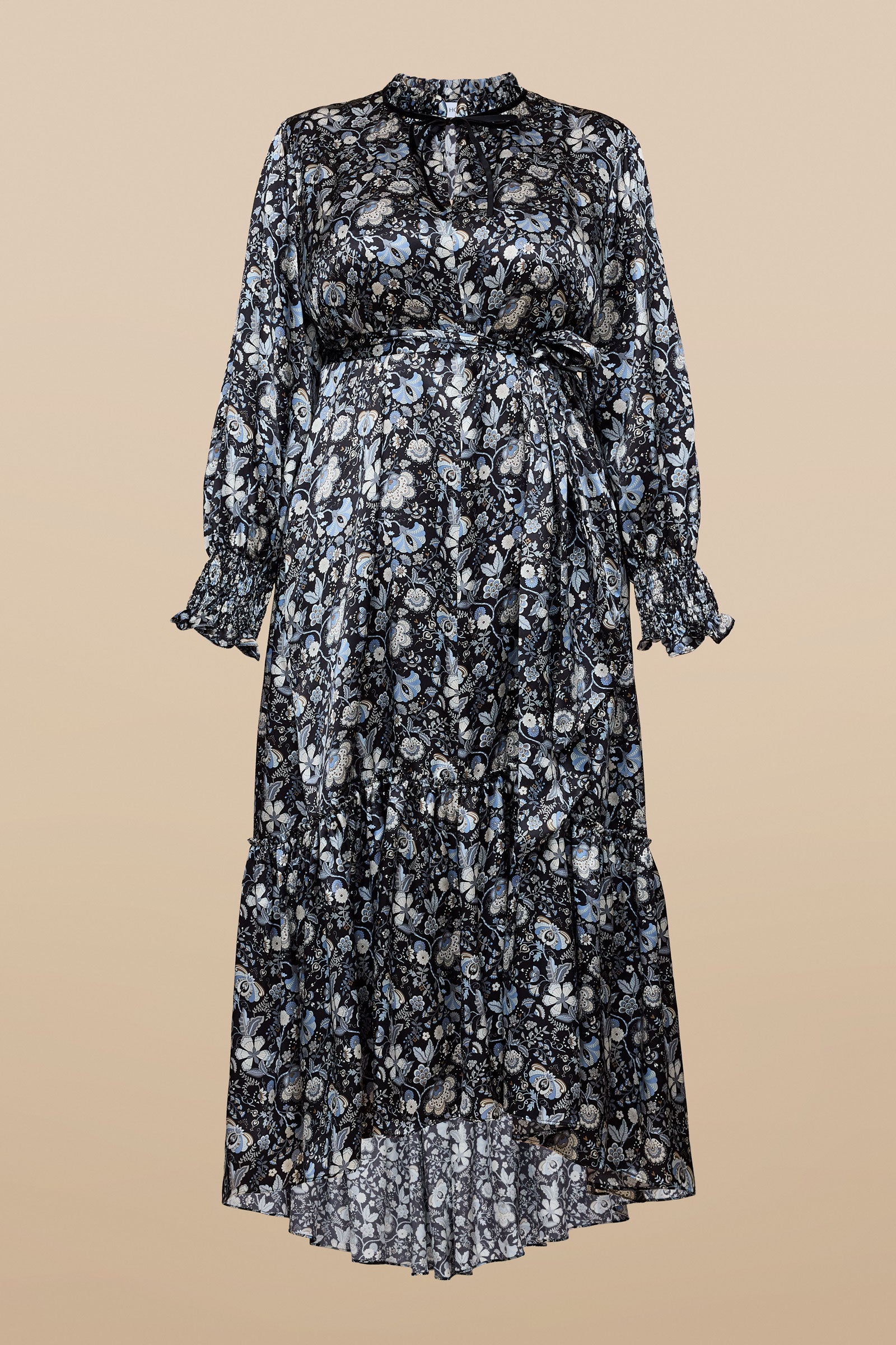 Mabelle Hall Black Silk Midi Dress Plus-size THE HOUR on mannequin