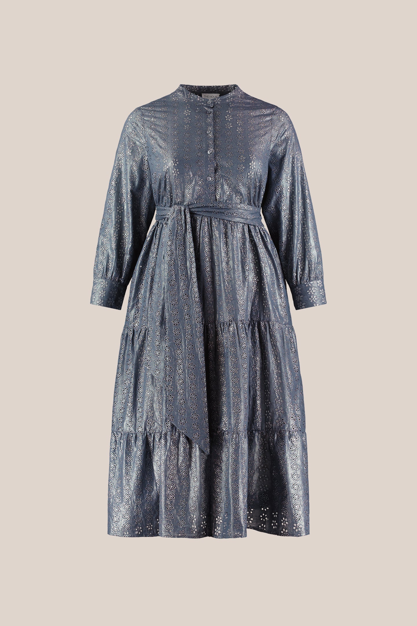 Metallic Tiered Broderie Anglaise Maxi Dress
