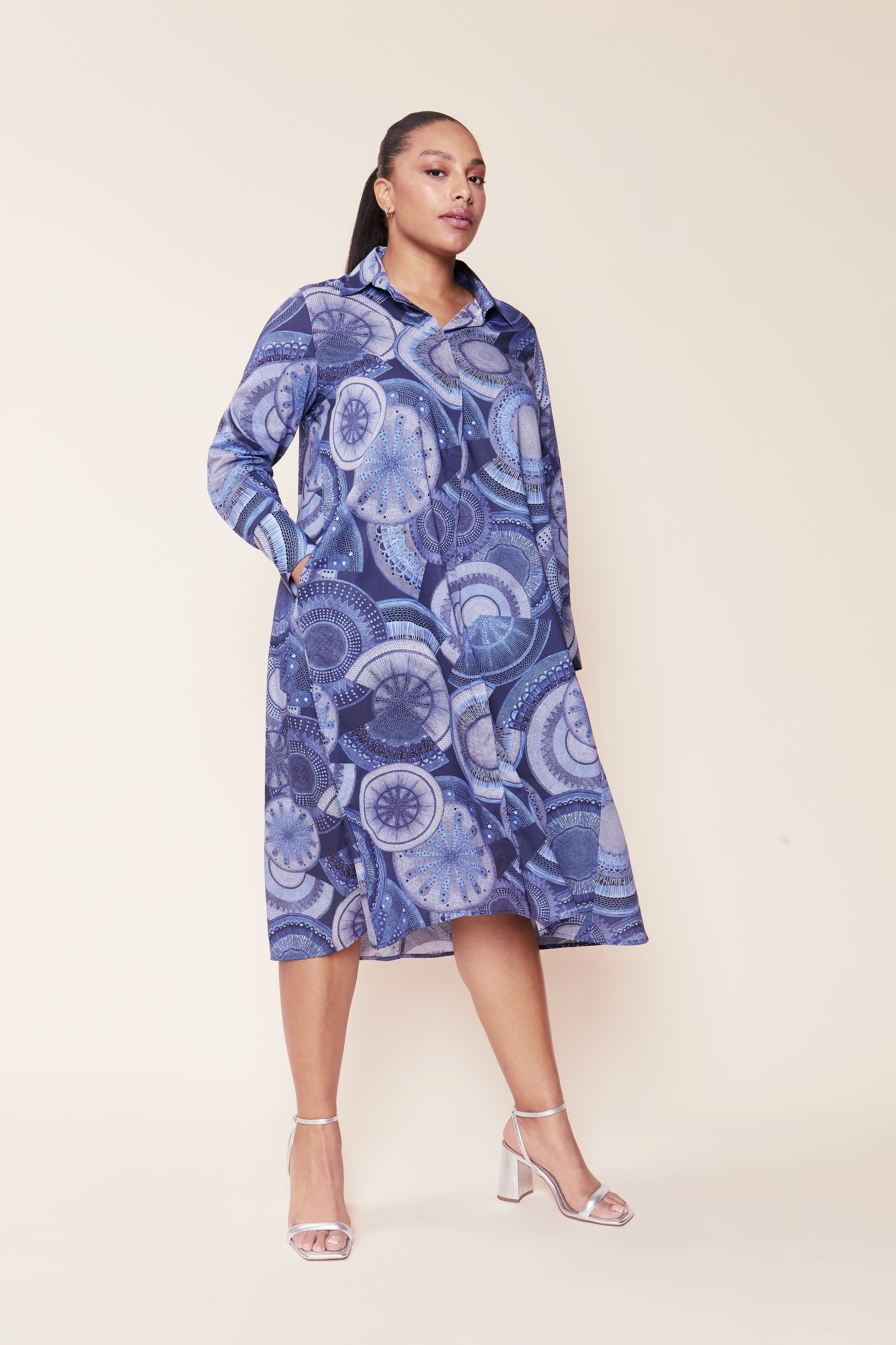 Navy Cotton Shirt Dress Plus-size THE HOUR