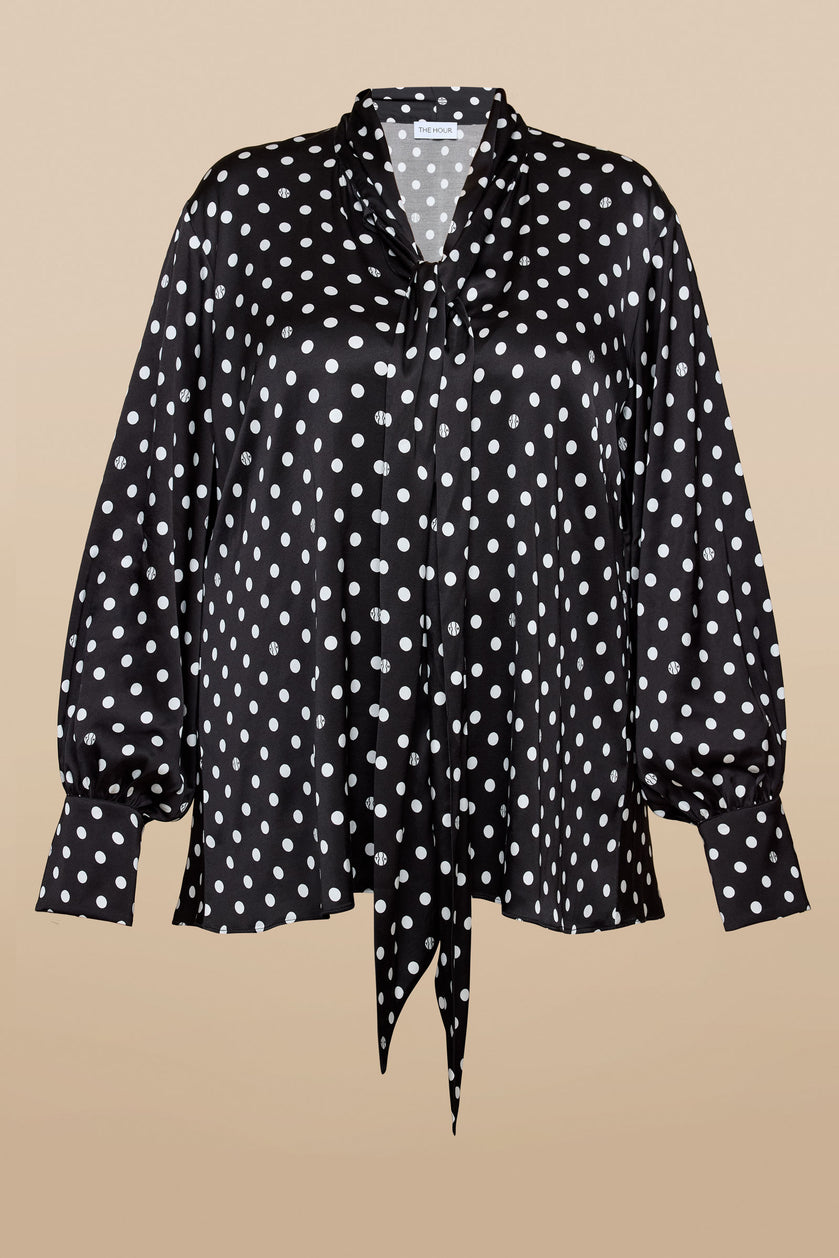 Polka-dot BOW TIE blouse plus size THE HOUR
