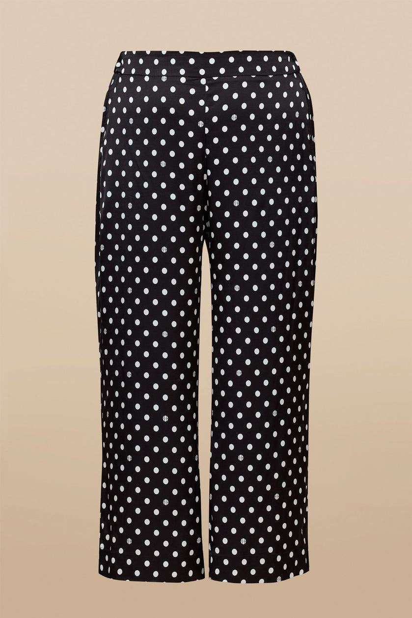 black satin polka dot trousers plus size by THE HOUR