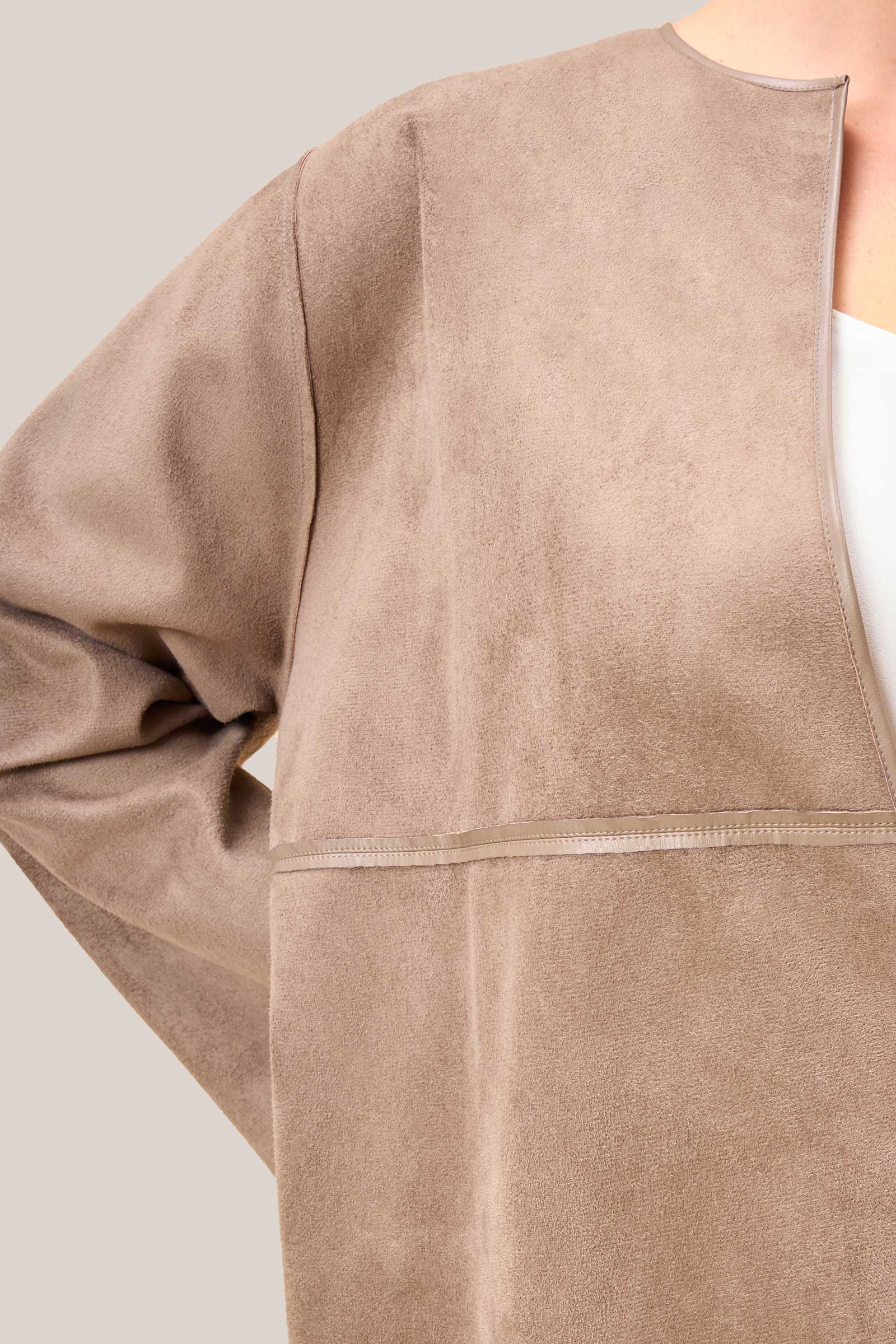 Reverse details of Leather 2-in-1 Mocha Jacket