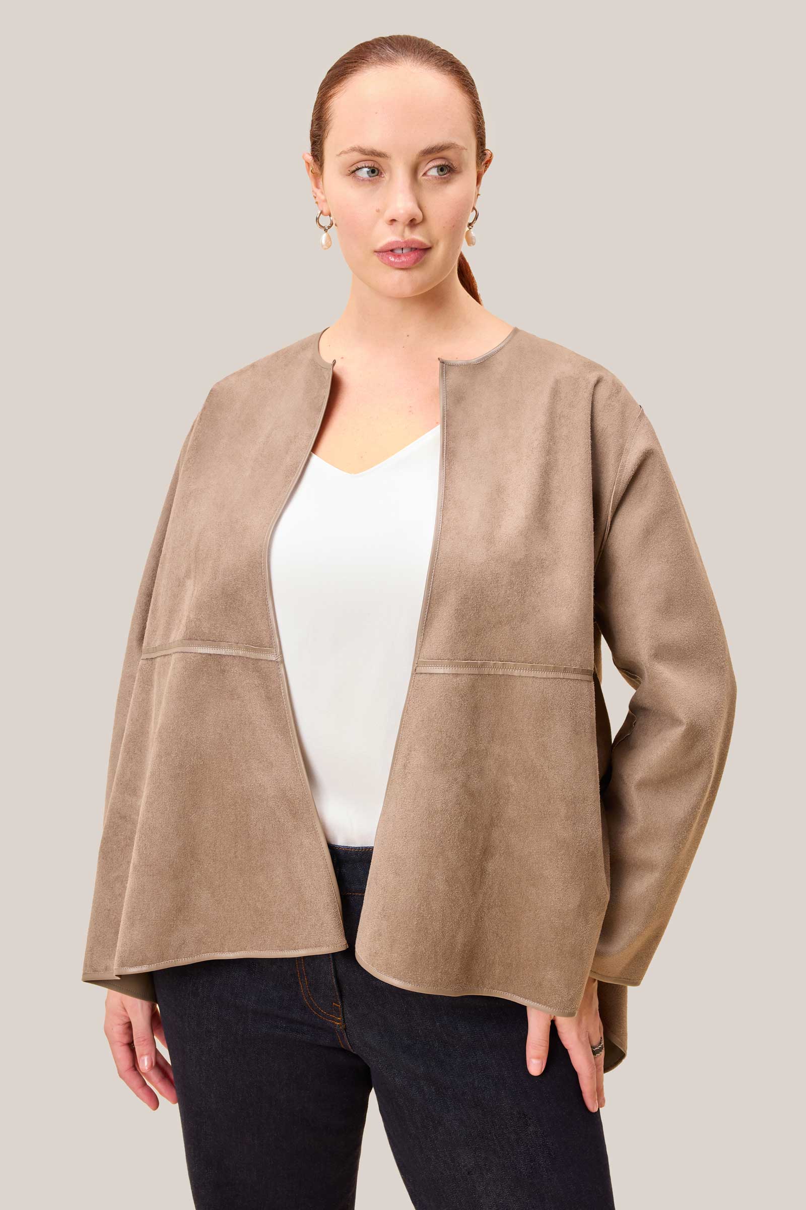 Leather 2-in-1 Mocha Jacket Reversible plus sze
