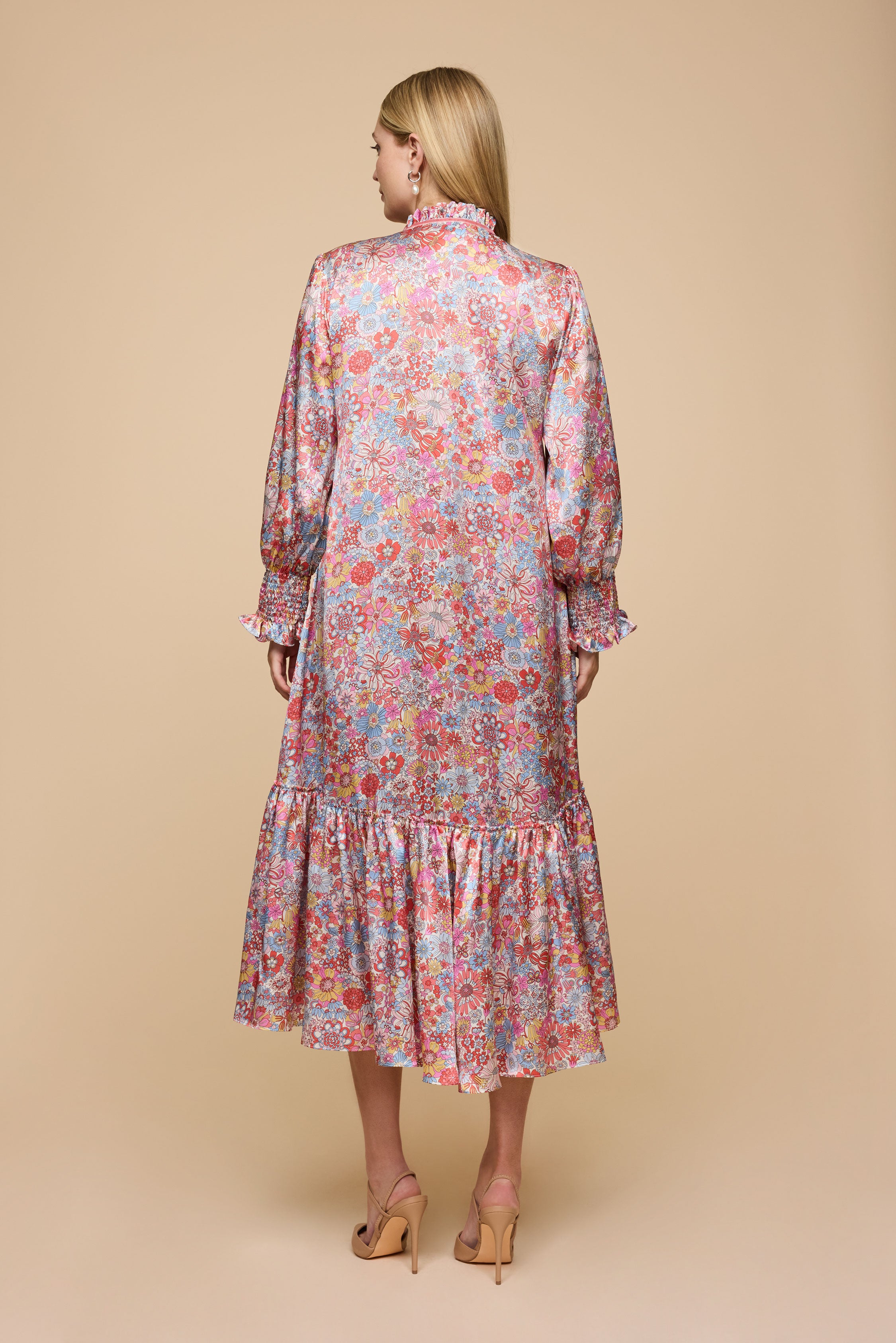 pink satin floral plus-size dress, THE HOUR, designer  plus-size