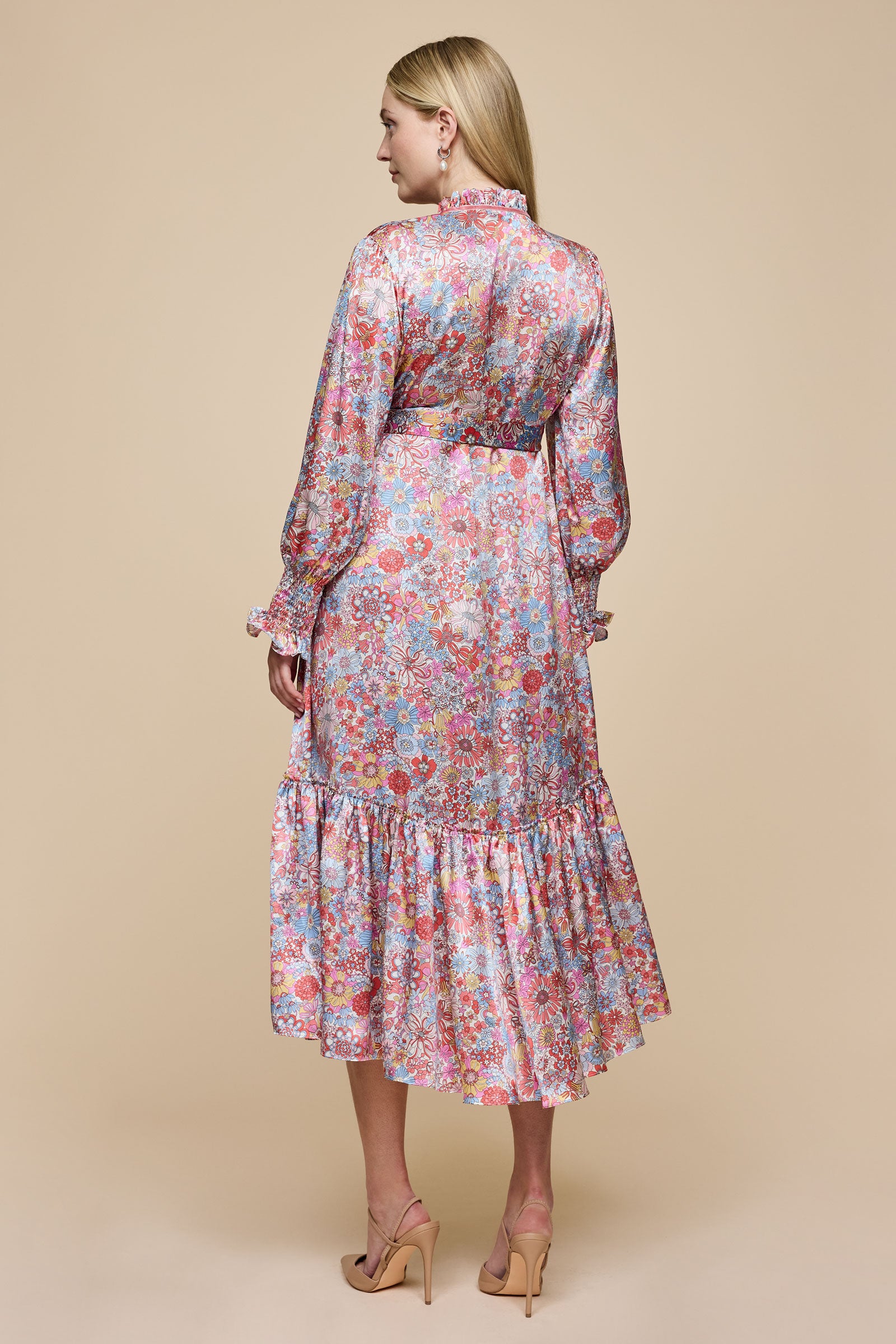Rainbow Garden Pink Midi Dress THE HOUR X LIBERTY