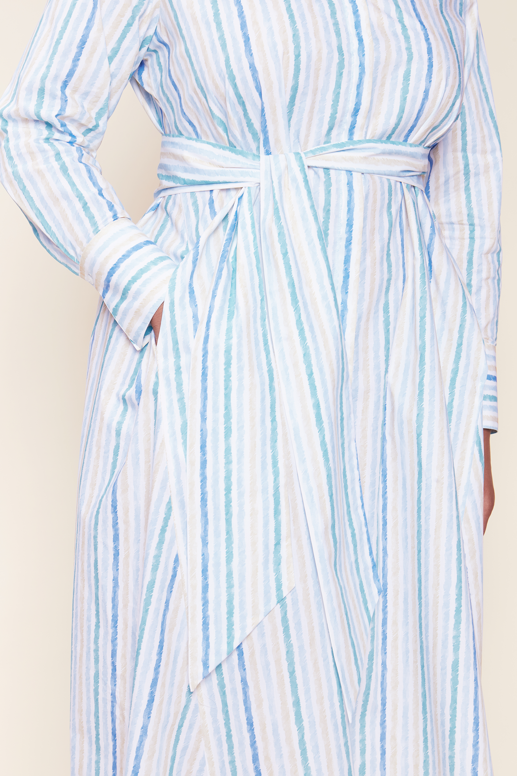 Plus-size Striped Cotton-poplin Shirt Dress  is made from luxurious Italian cotton poplin in A-line shape, belted. The Hour