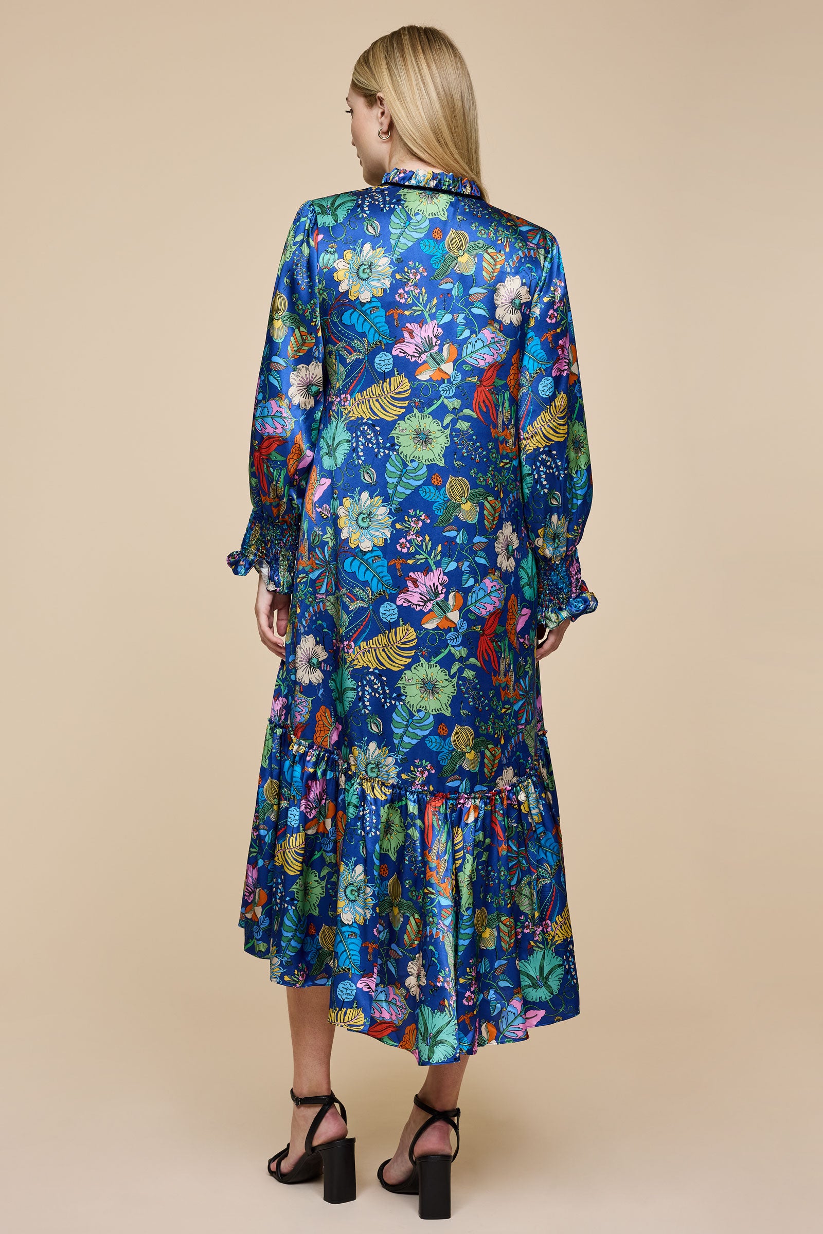 THE HOUR Blue Fantasy Land dress plus-size made with Liberty Fabrics back unbelted