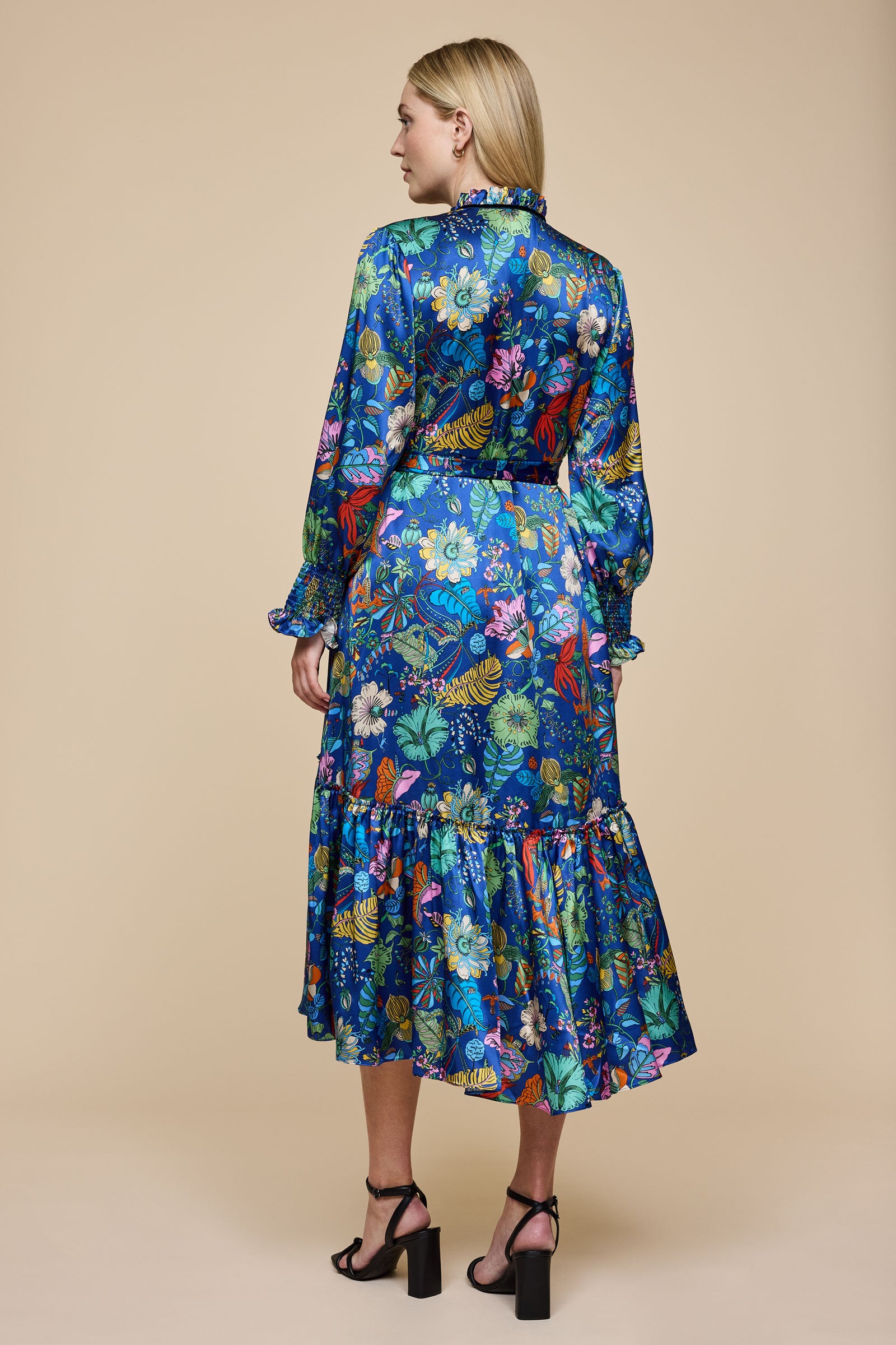 THE HOUR Blue Fantasy Land dress plus-size made with Liberty Fabrics Back