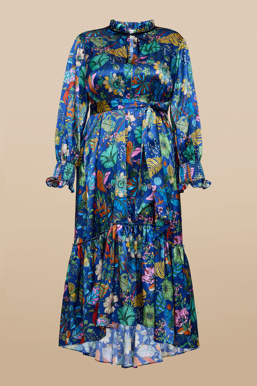 THE HOUR Blue Fantasy Land dress plus-size made with Liberty Fabrics