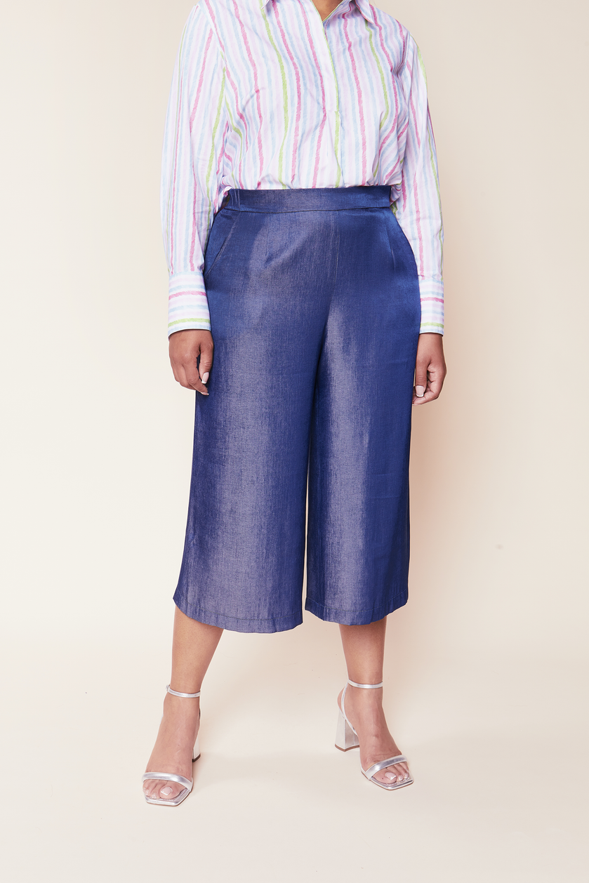 Blue Chambray Fluid Denim Culottes