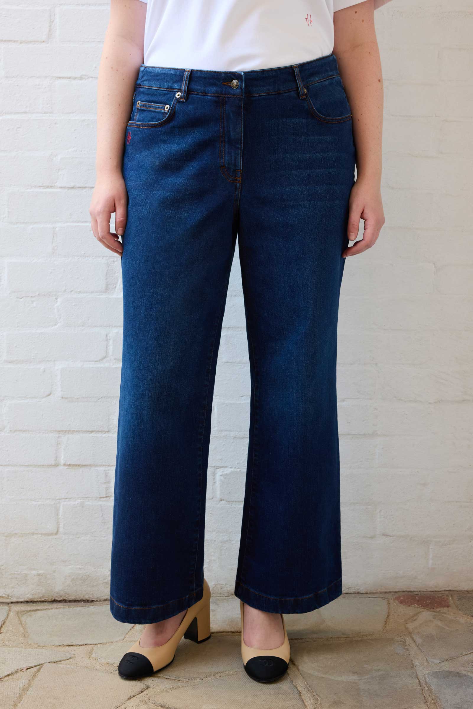 High Waisted Wide Leg Jeans – Dark Blue