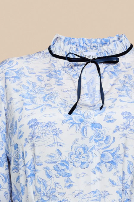 White and Blue Liberty Silk Blouse
