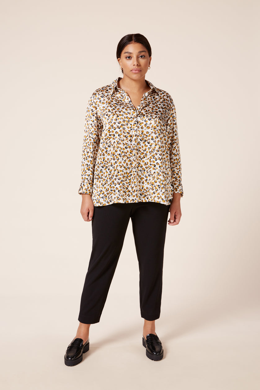 Animal Print Satin Plus-size Shirt THE HOUR