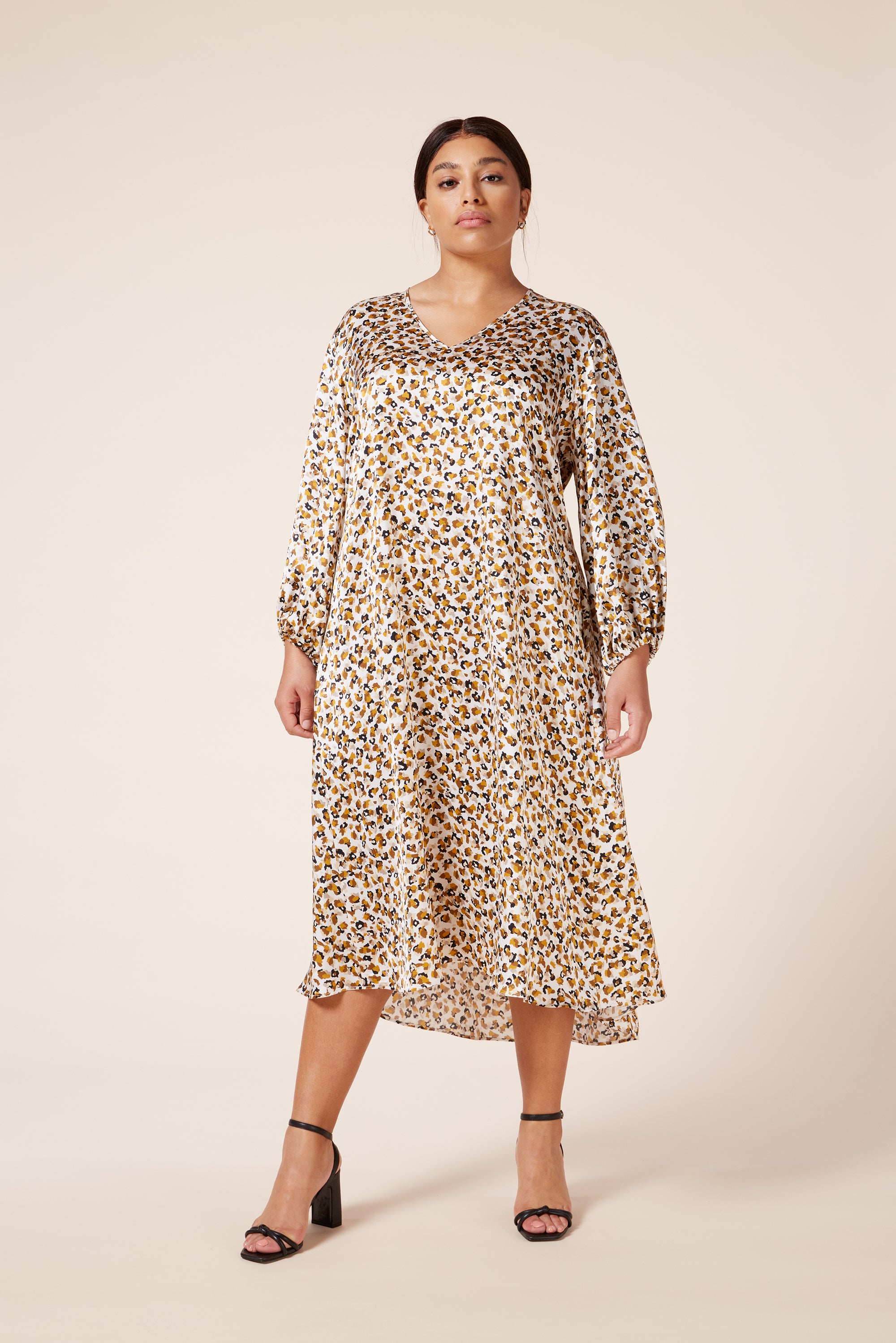 Animal-Print-Satin-Plus-size-V-neck-Midi-Dress-front-image-THE-HOUR