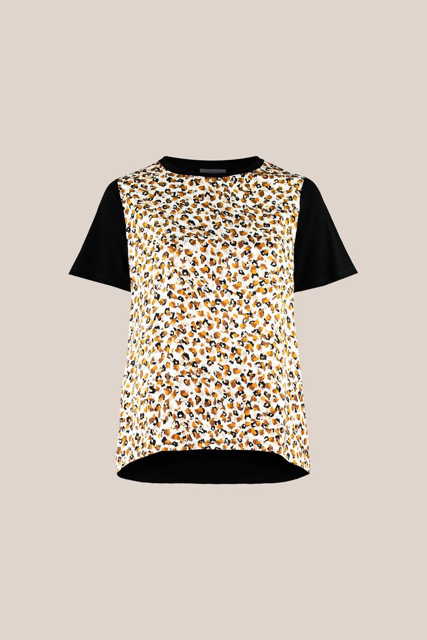 Animal Print Satin Front Plus-size T-shirt THE HOUR