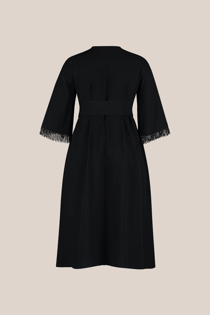 Black Embellished Plus-size Dress from the back