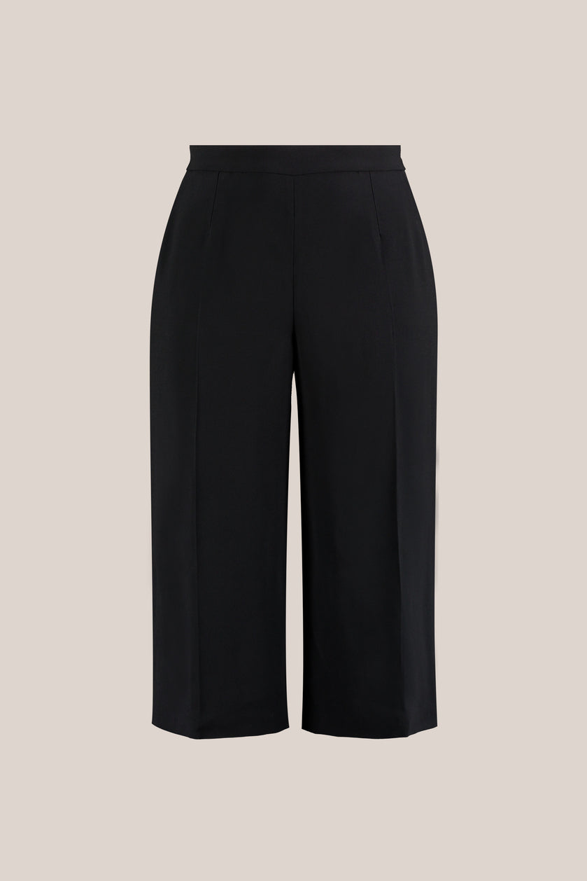 Plus size black culotte trousers