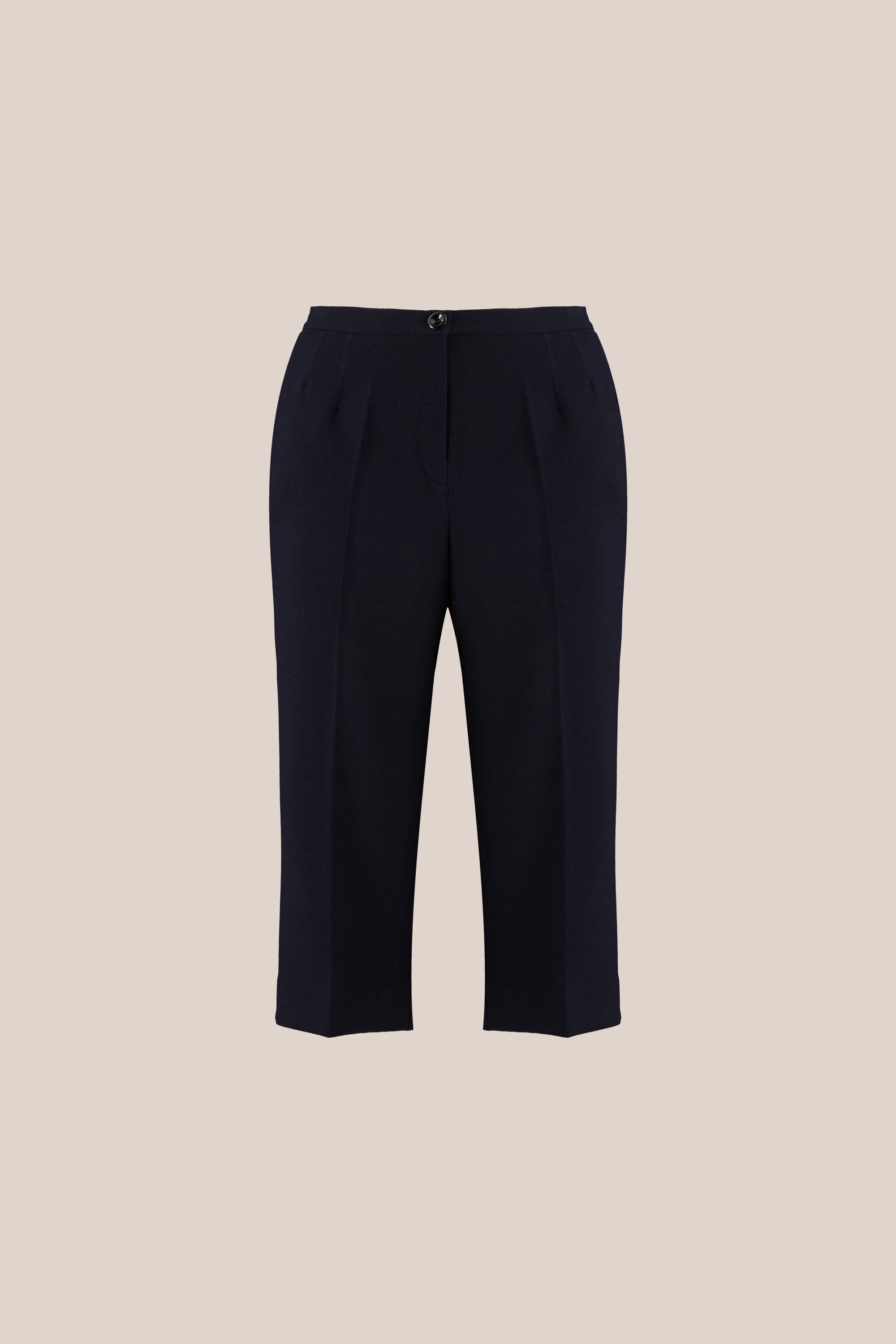 Plus size Navy High-Waist Cropped Pants with Straight Leg Cut