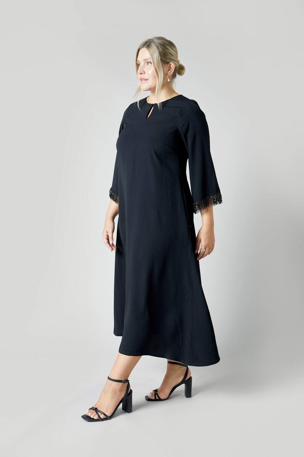 A-line black plus size maxi dress.