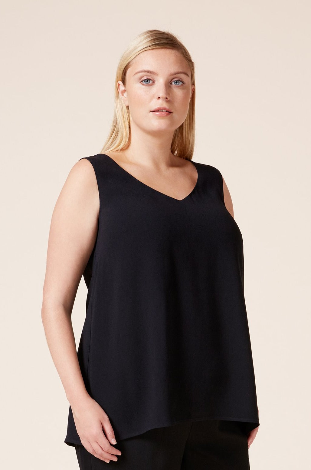 V Neck Black Shell Top