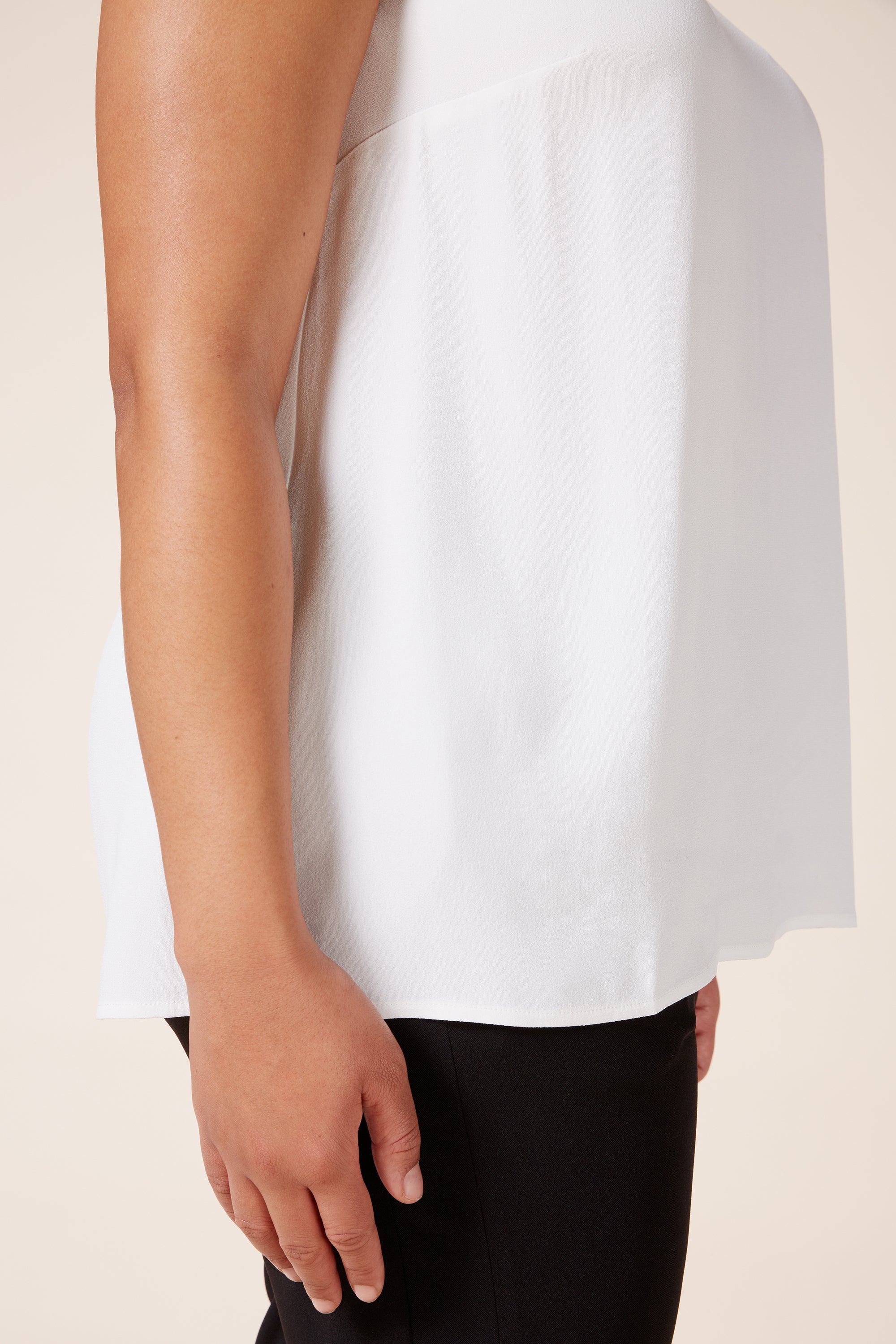 Plus size designer V neck soft white shell top