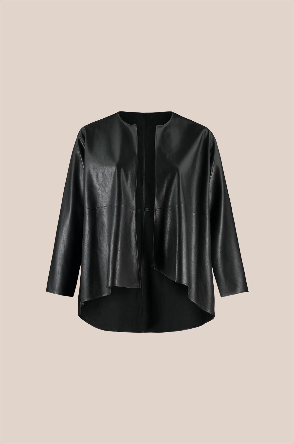 Plus-size black leather jacket  THE HOUR