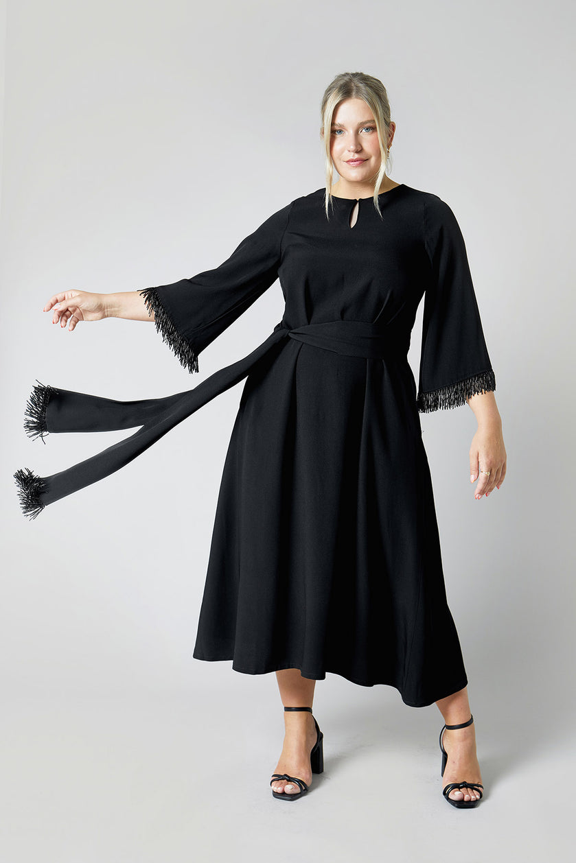 Black Embellished Plus-size Dress