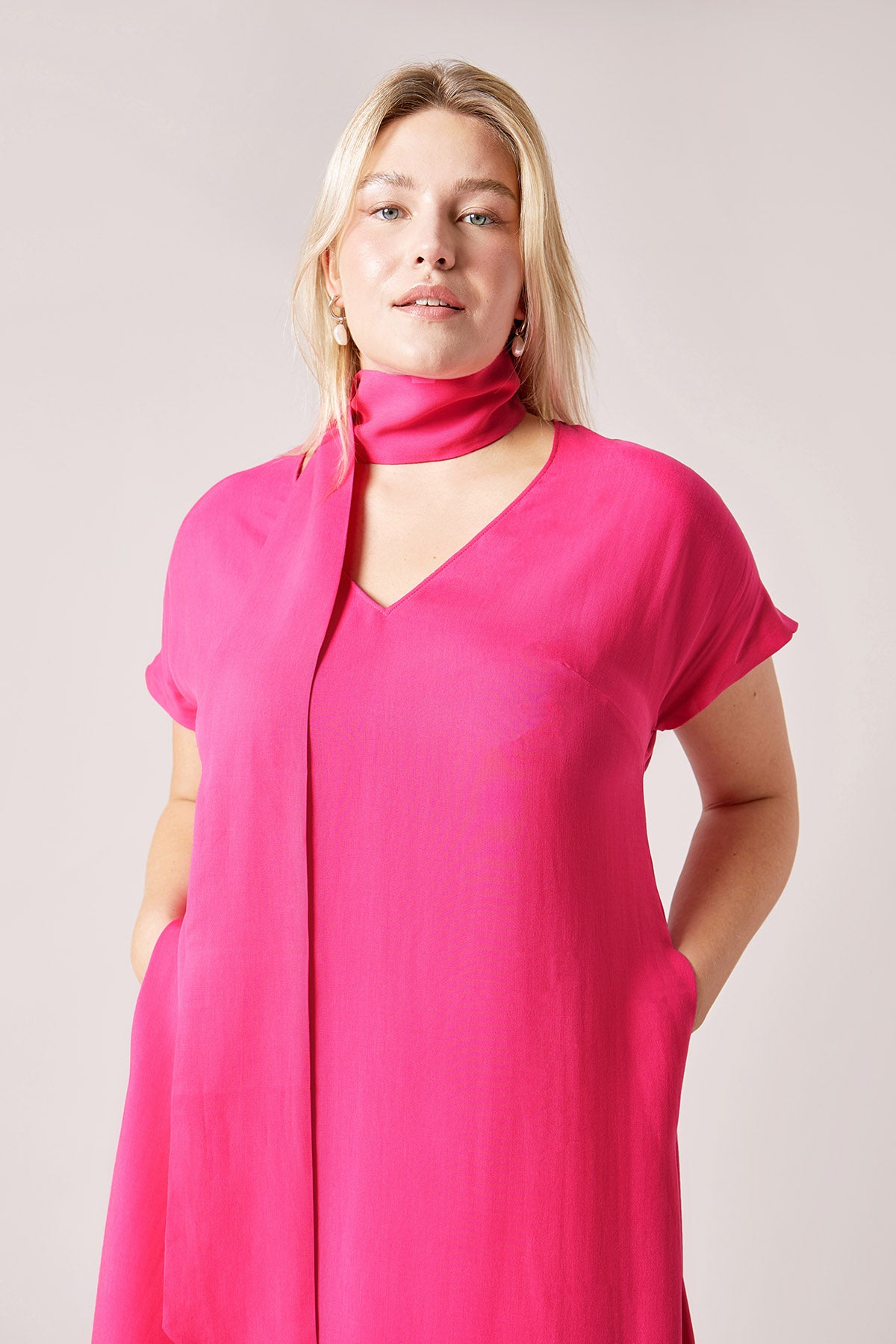 THE HOUR Tencel Fuchsia Pink Plus size Dress