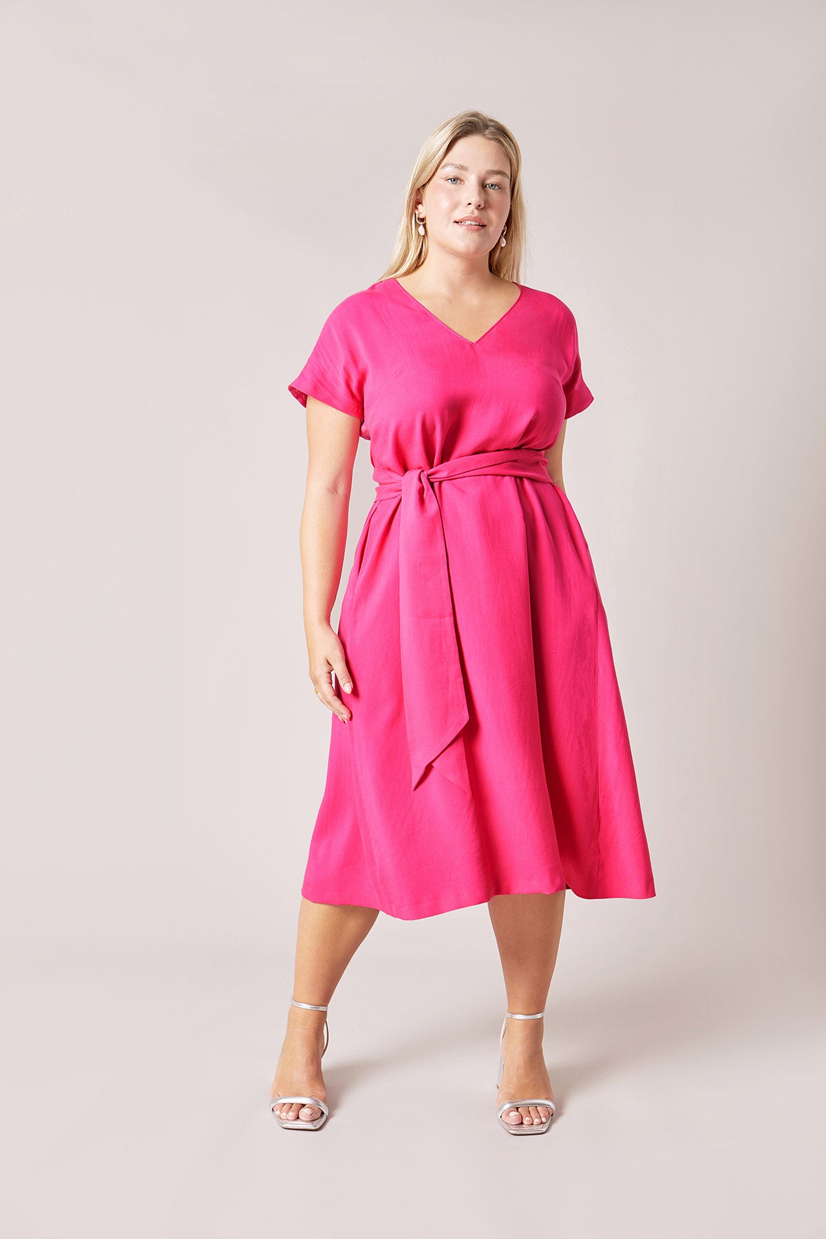 THE HOUR Tencel Fuchsia Pink plus sizeDress