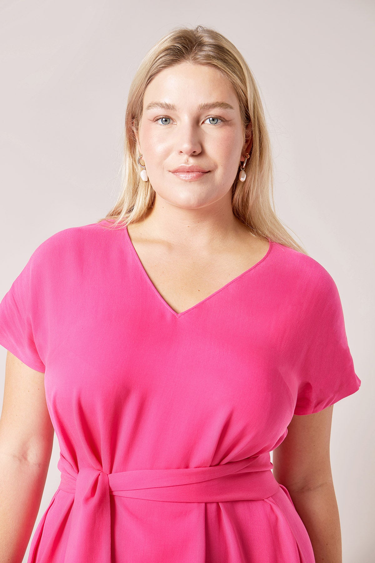 THE HOUR Tencel Fuchsia Pink Plus size Dress