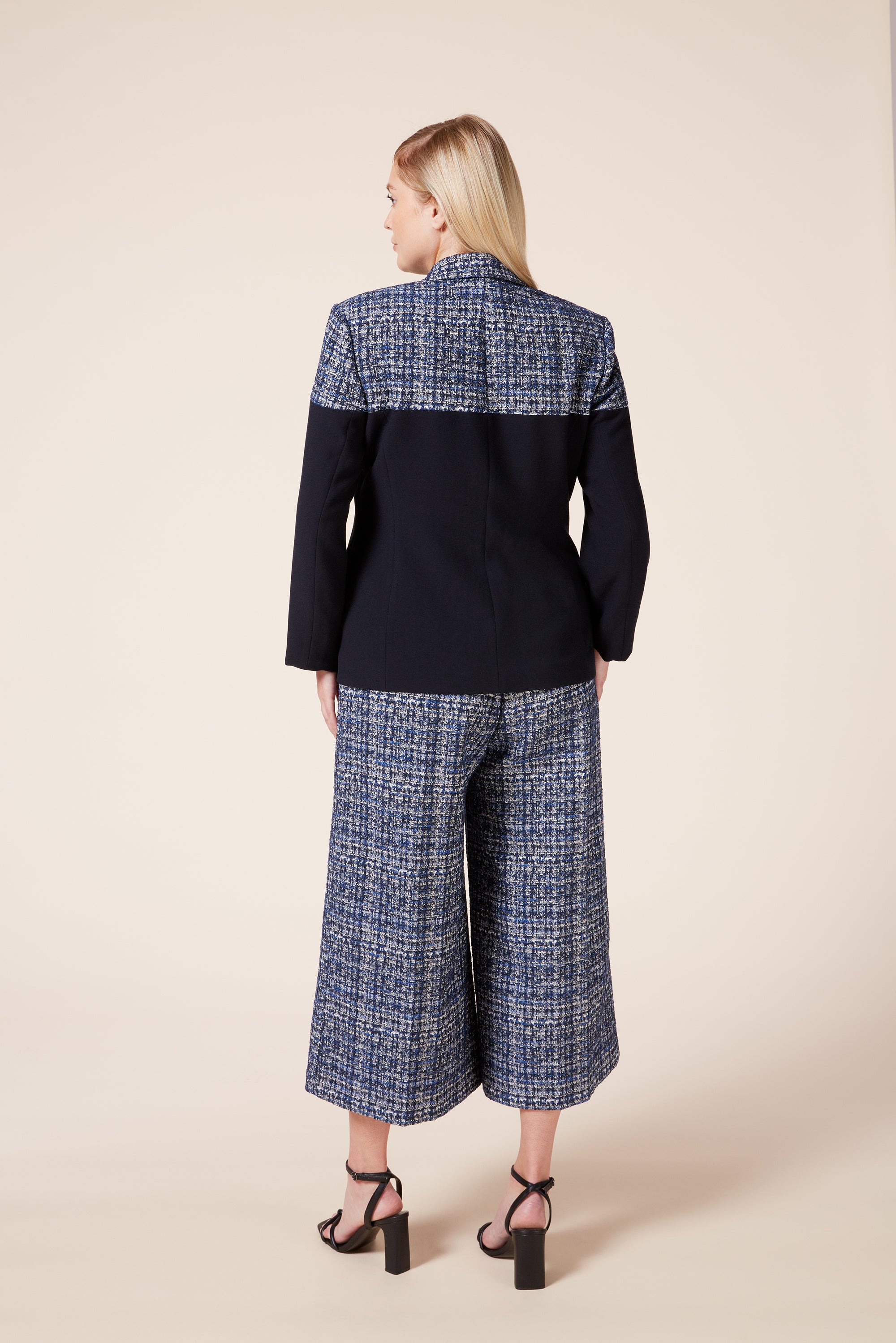Contrasting Two-Tone Navy Fully Lined Plus size Blazer