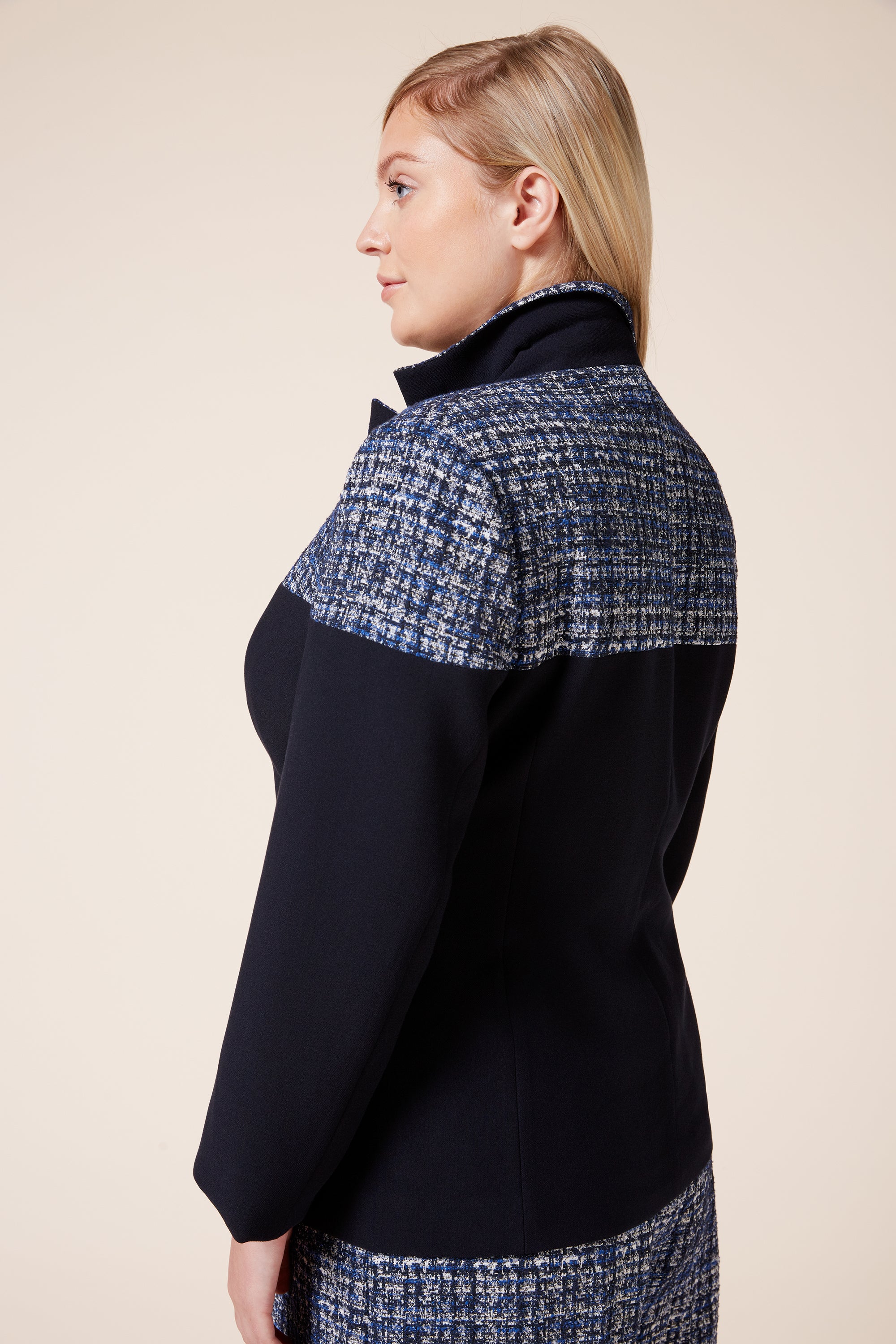 Contrasting Two-Tone Navy Fully Lined Plus size Blazer