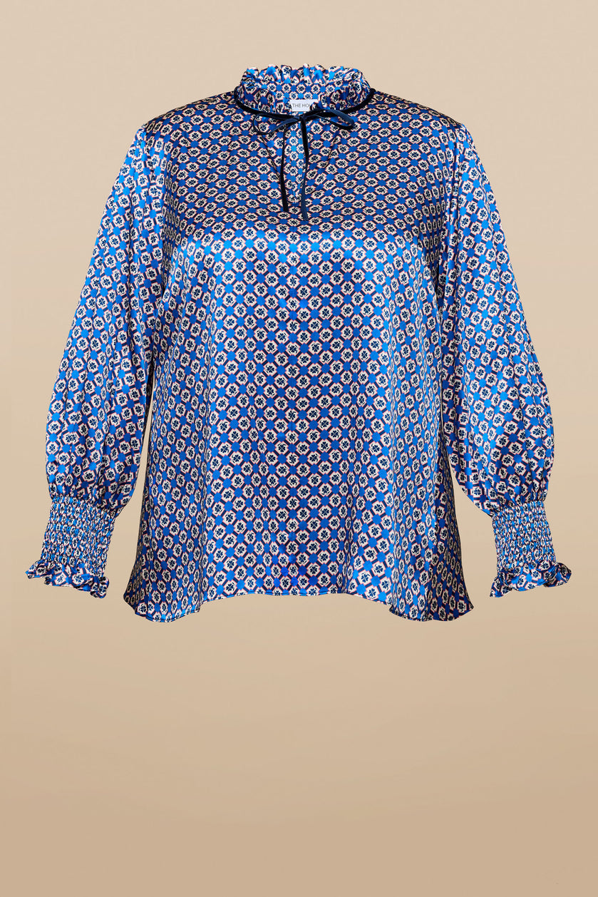 Blue Liberty Print Silk PLUS SIZE top x THE HOUR