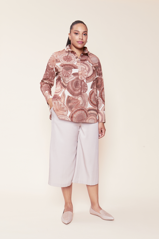 Brown Microscopic Flora Liberty Cotton Shirt