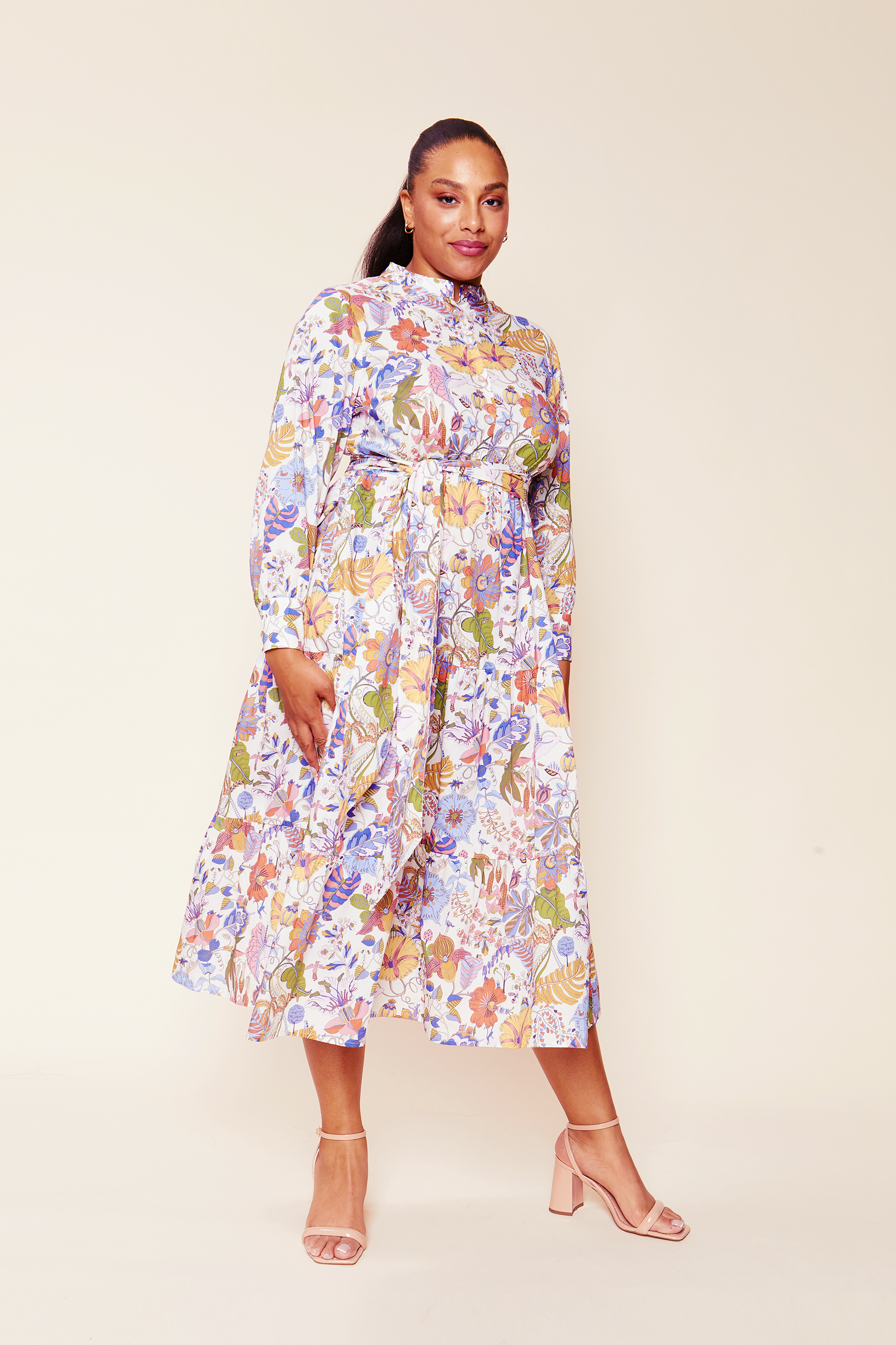 Plus size Tiered Maxi Dress Fantasy Print THE HOUR